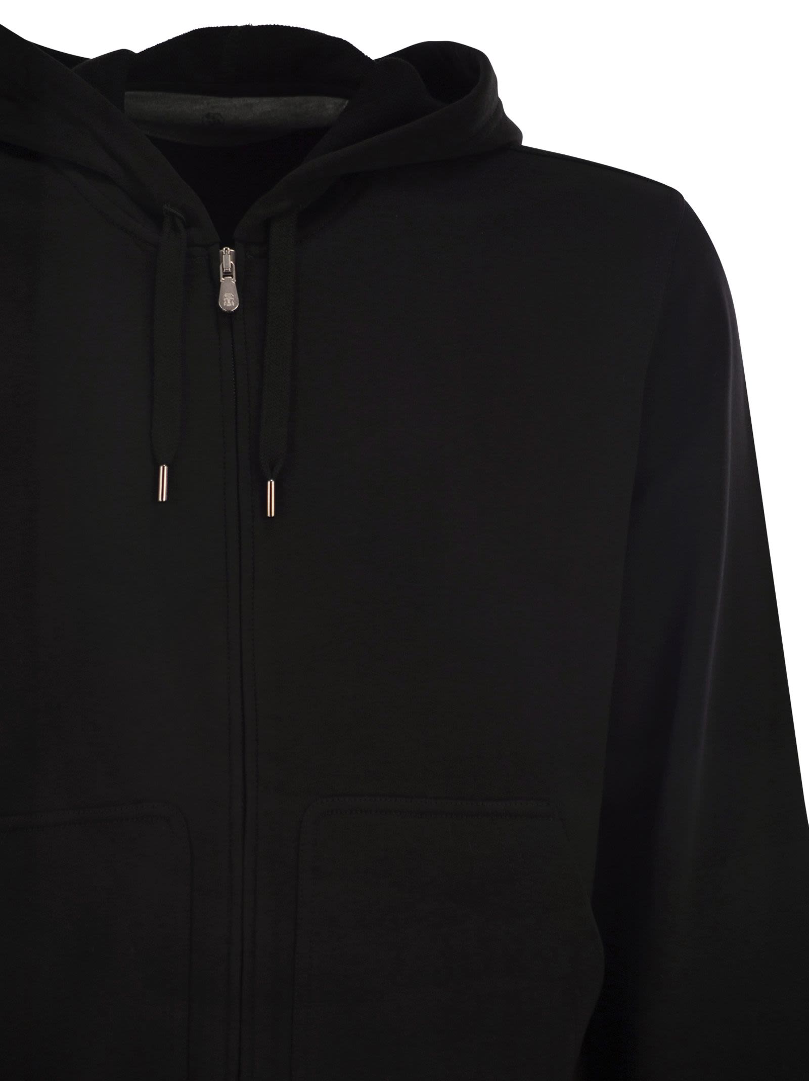 Brunello Cucinelli Men Cotton Fleece Topwear With Zip And Hood BRUNELLO CUCINELLI
