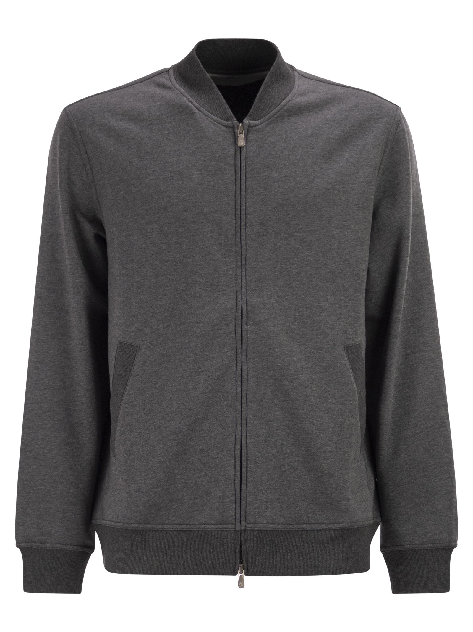 Brunello Cucinelli Men Techno Cotton Fleece Topwear With Zip BRUNELLO CUCINELLI
