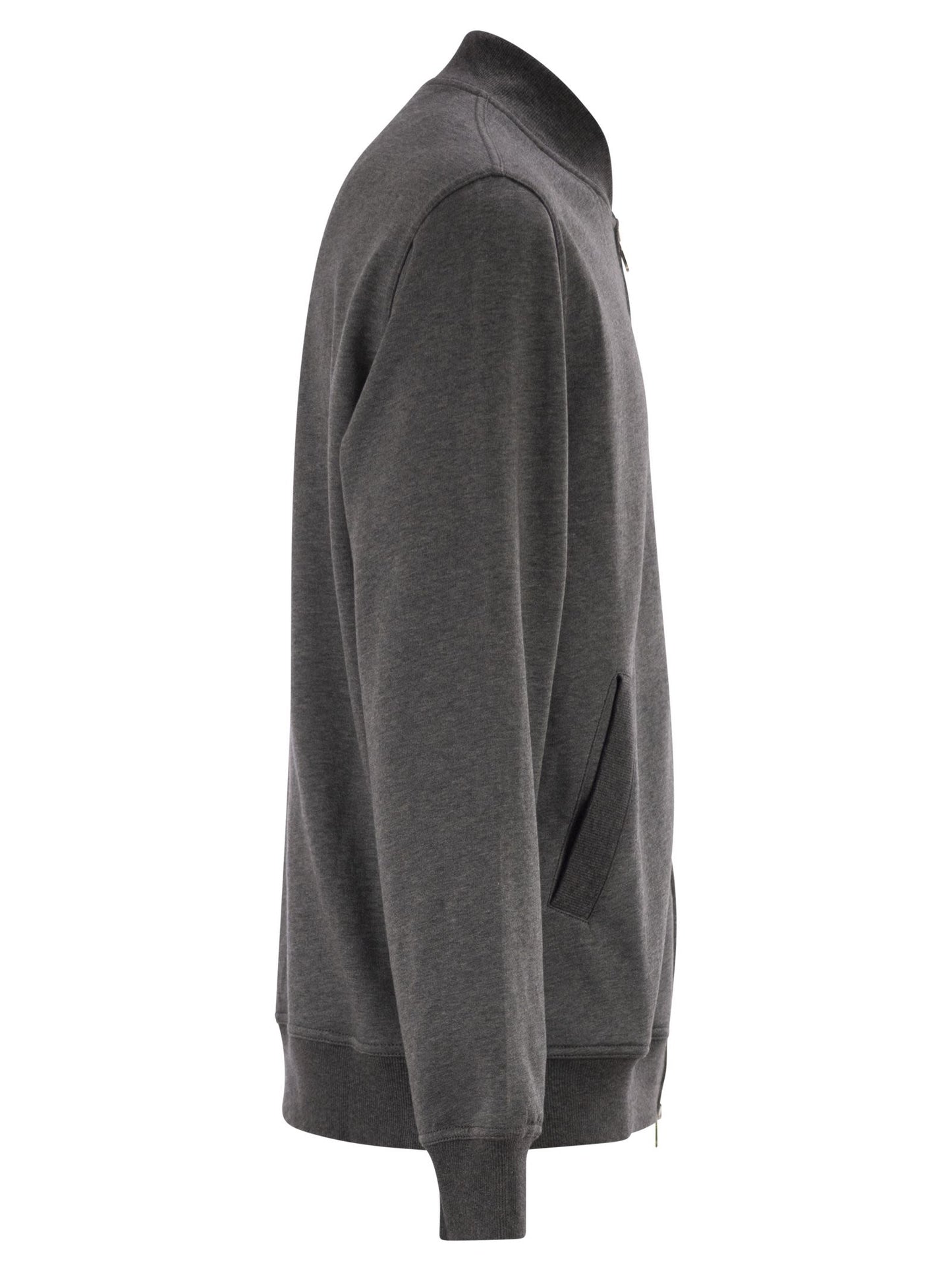 Brunello Cucinelli Men Techno Cotton Fleece Topwear With Zip BRUNELLO CUCINELLI