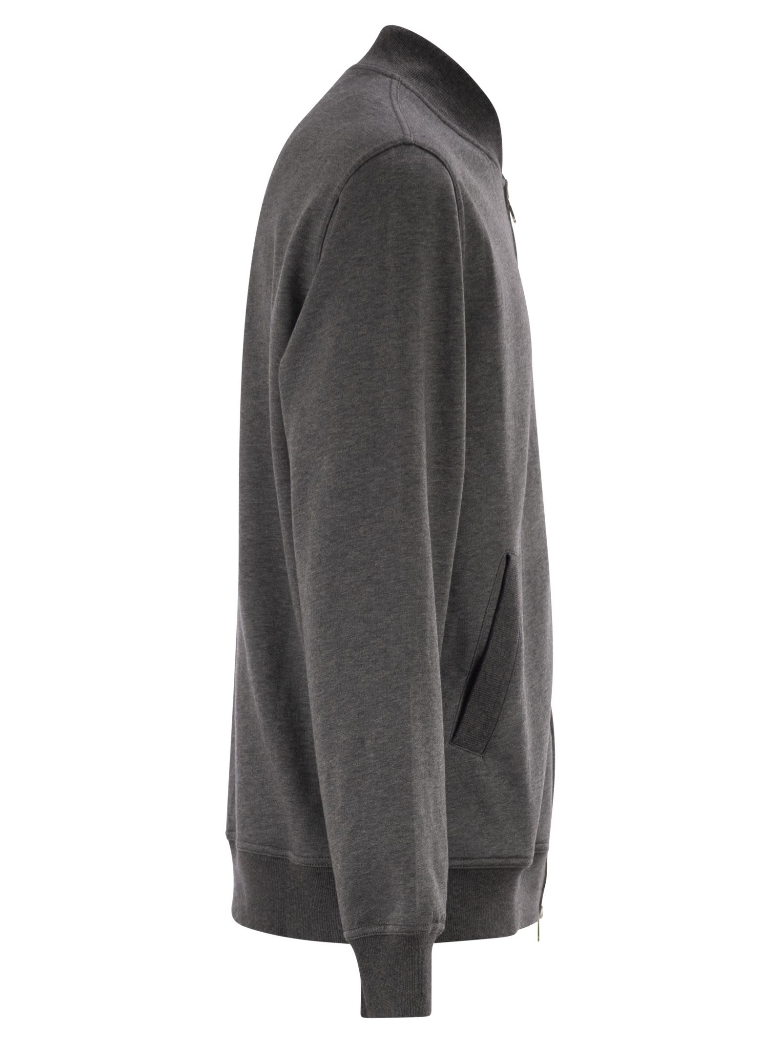 Brunello Cucinelli Men Techno Cotton Fleece Topwear With Zip BRUNELLO CUCINELLI