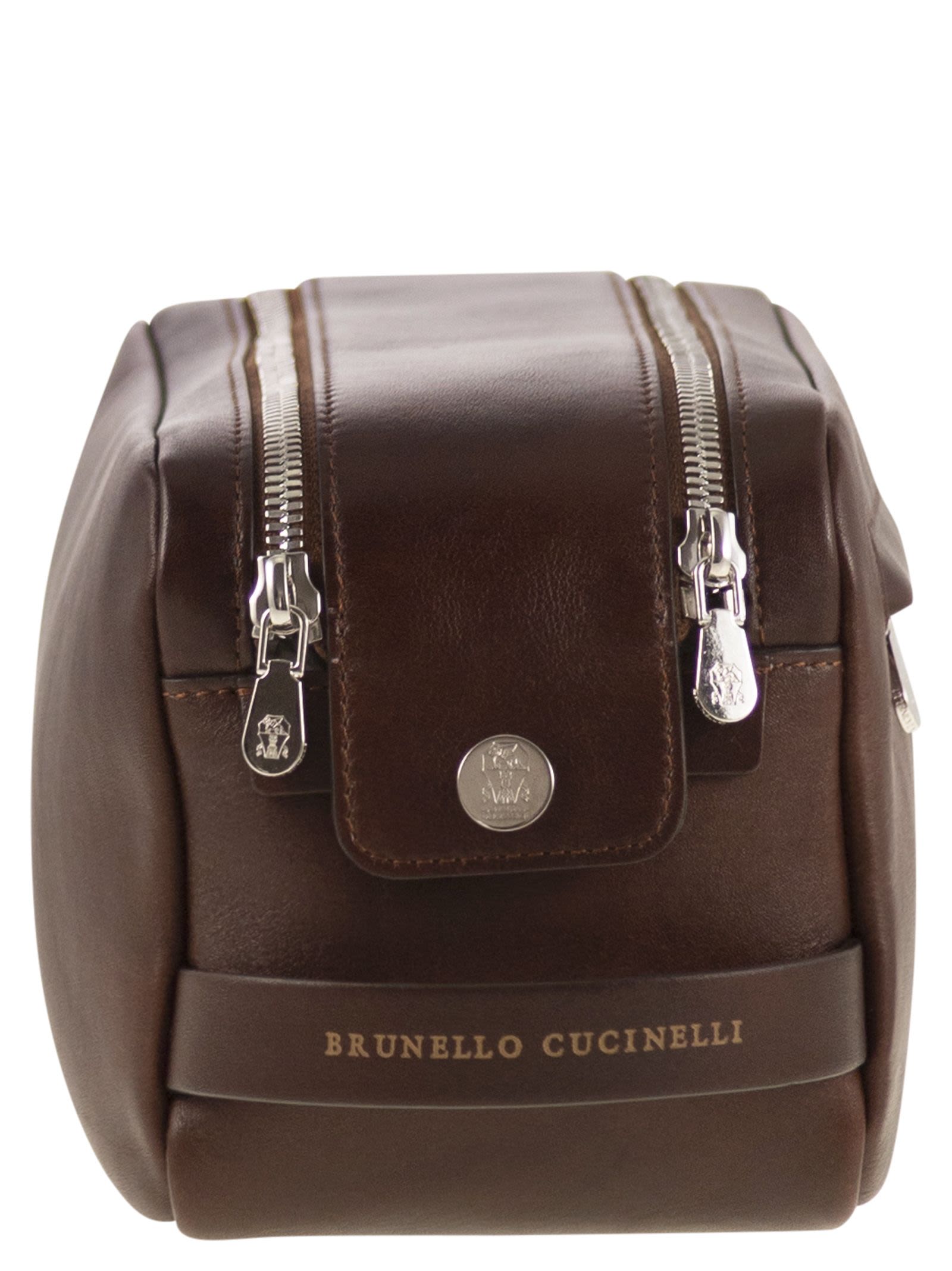 Brunello Cucinelli Men Leather Beauty Case With Double Zip BRUNELLO CUCINELLI