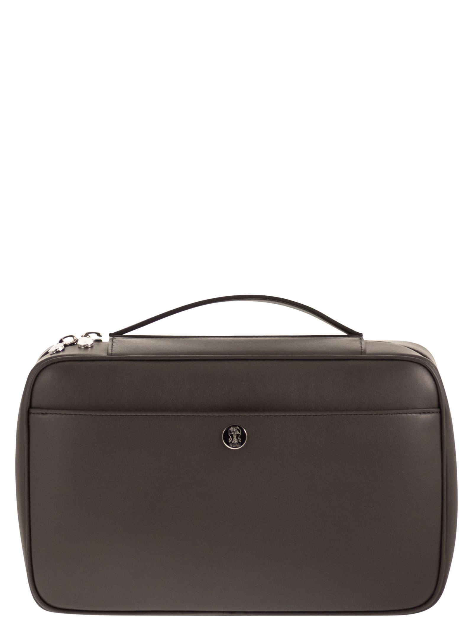 Brunello Cucinelli Men Smooth Leather Beauty Case With Logo BRUNELLO CUCINELLI