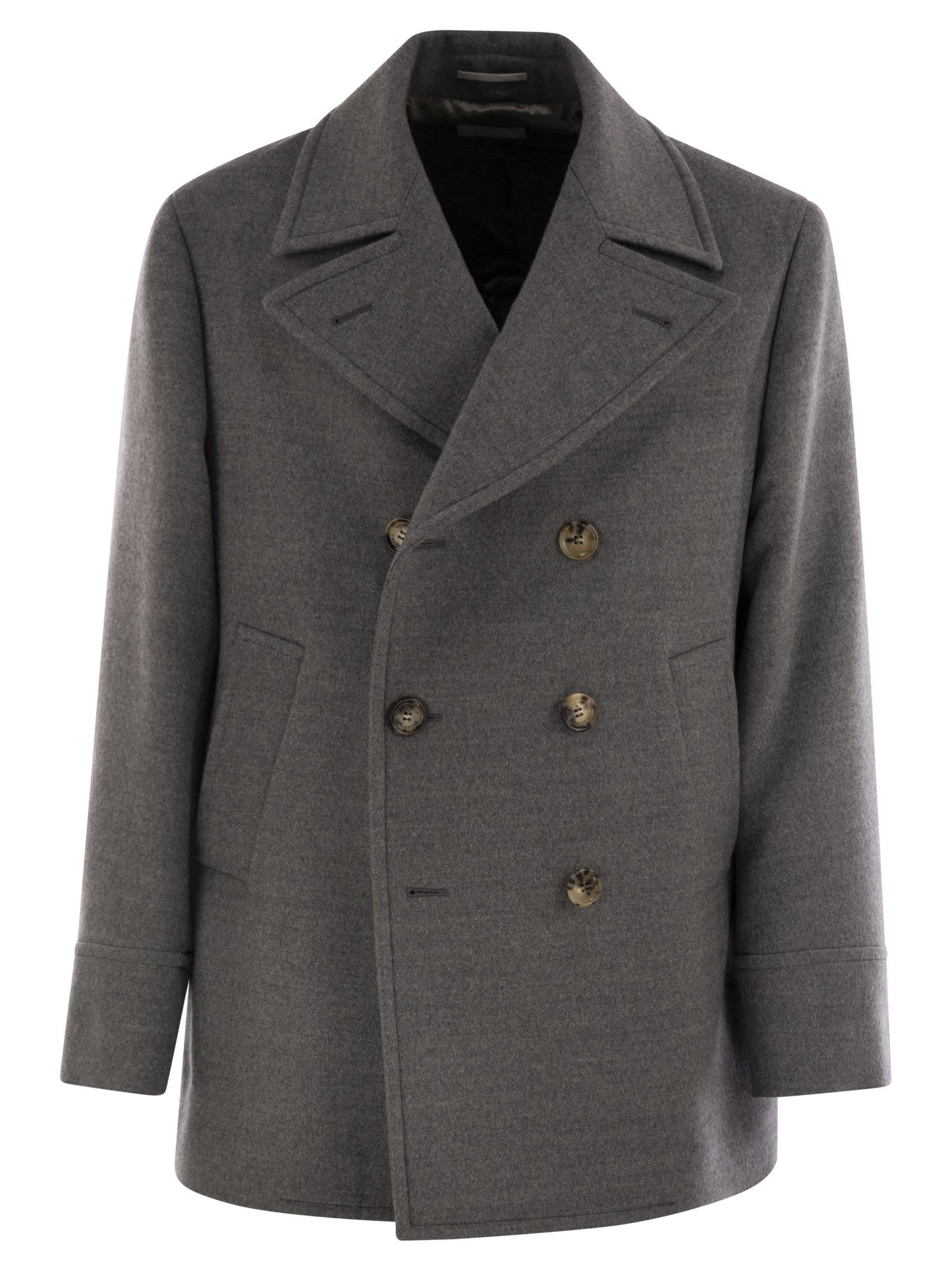 Brunello Cucinelli Men One-And-A-Half-Breasted Wool Coat BRUNELLO CUCINELLI