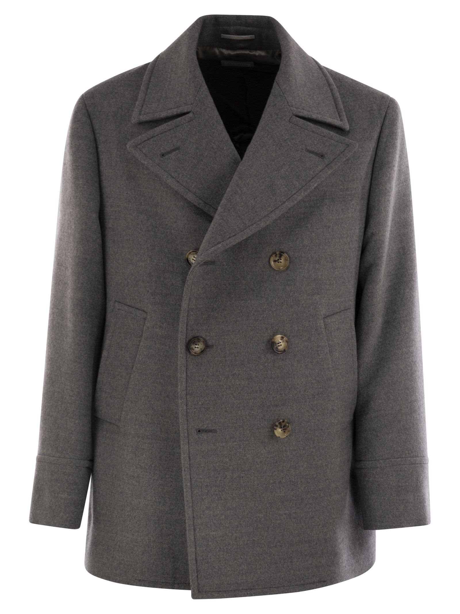 Brunello Cucinelli Men One-And-A-Half-Breasted Wool Coat BRUNELLO CUCINELLI
