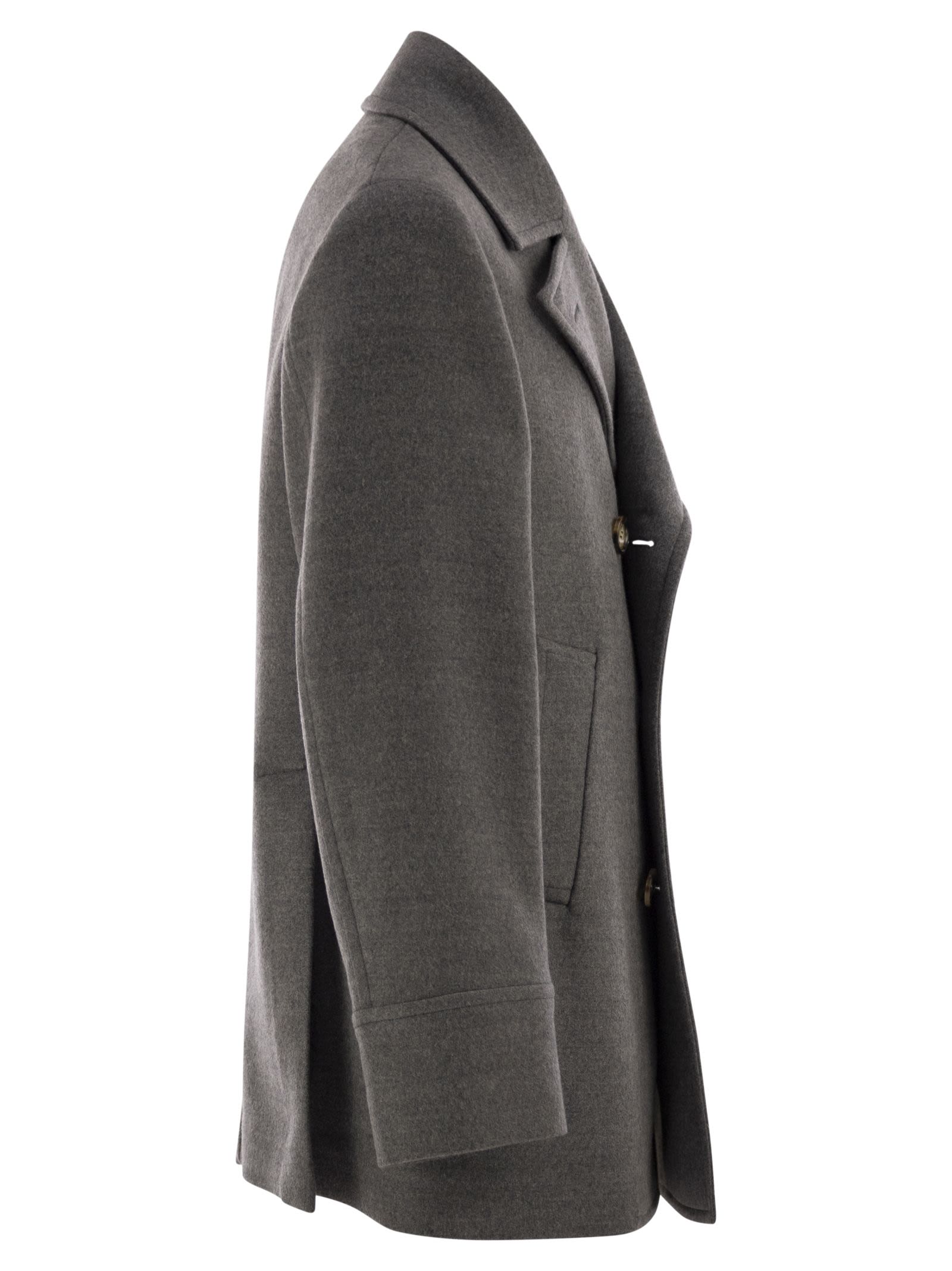 Brunello Cucinelli Men One-And-A-Half-Breasted Wool Coat BRUNELLO CUCINELLI