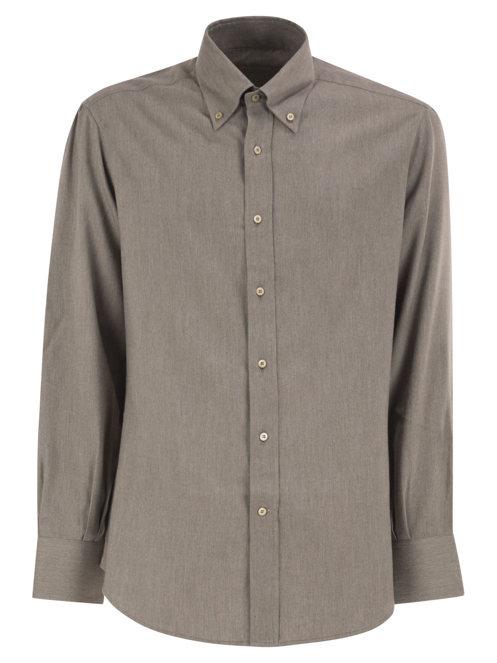 Brunello Cucinelli Men Cotton And Lyocell Button-Down Shirt BRUNELLO CUCINELLI