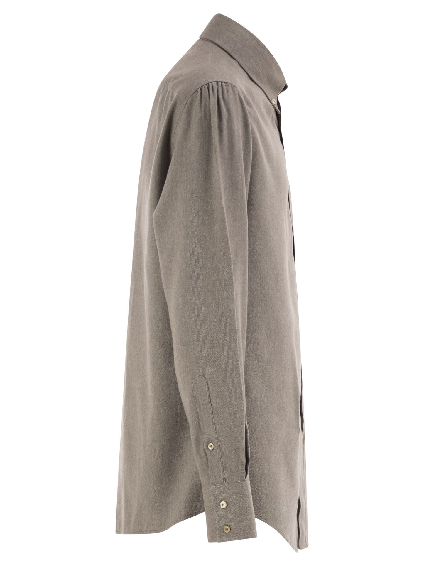 Brunello Cucinelli Men Cotton And Lyocell Button-Down Shirt BRUNELLO CUCINELLI