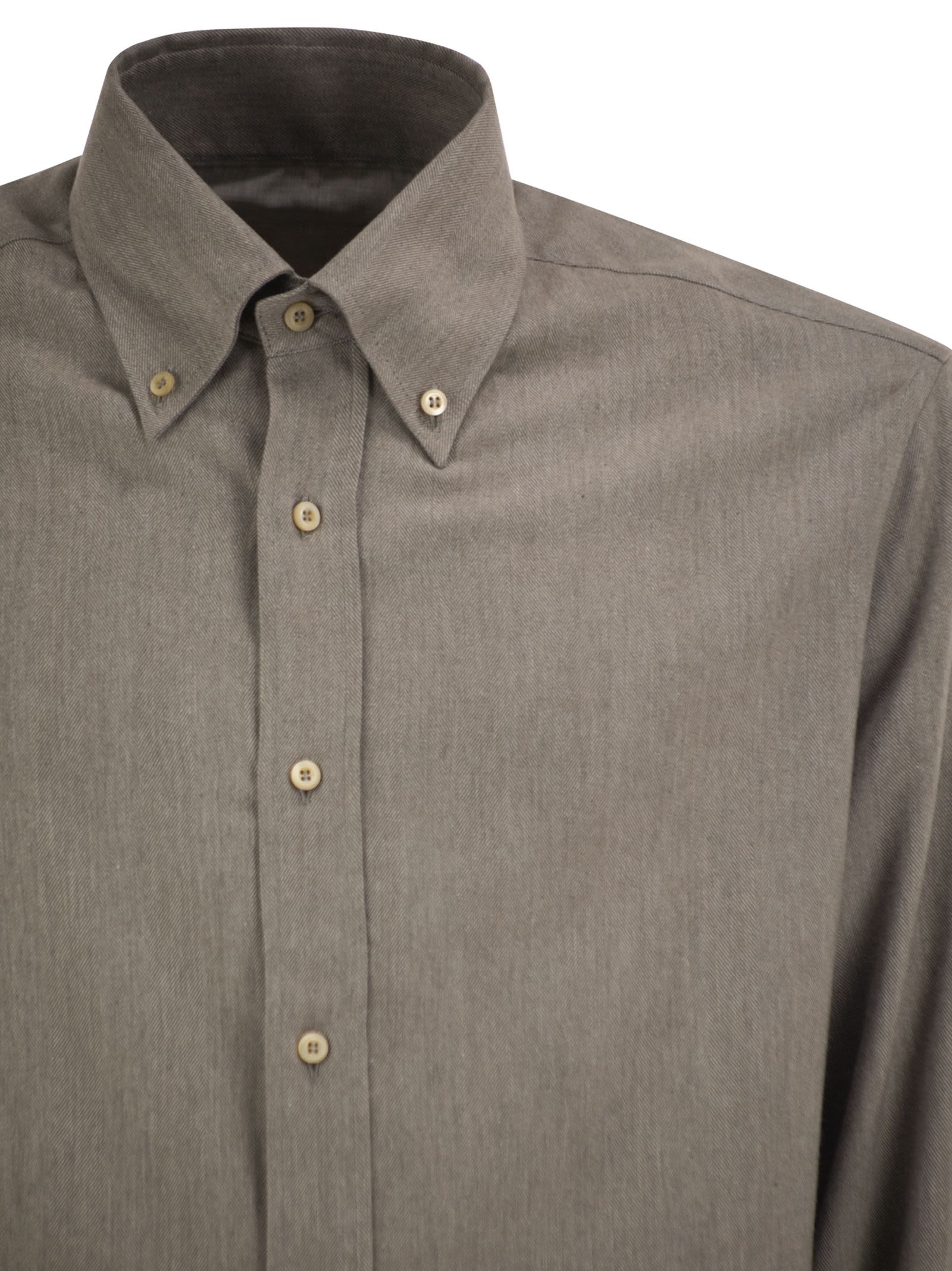 Brunello Cucinelli Men Cotton And Lyocell Button-Down Shirt BRUNELLO CUCINELLI