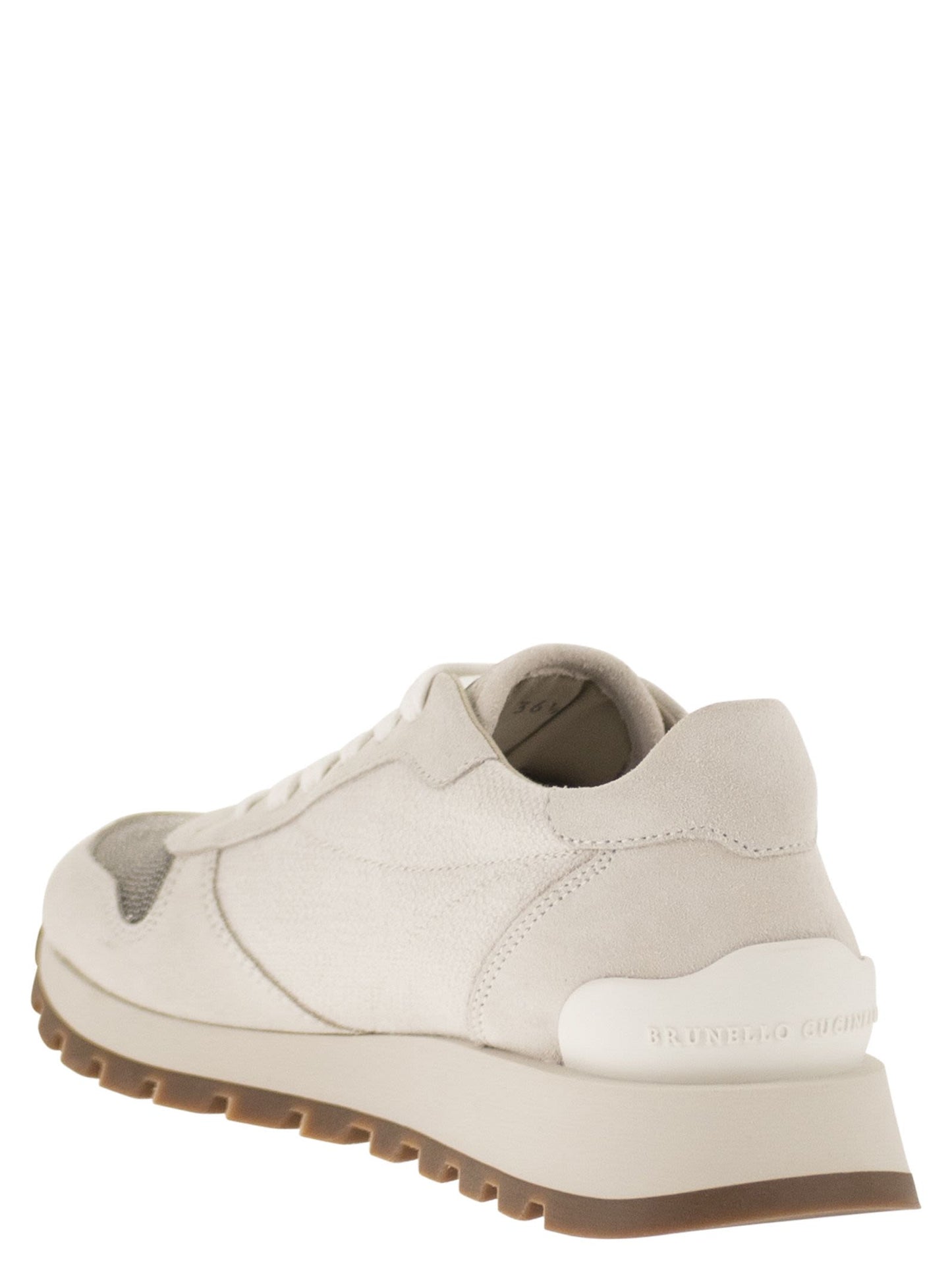 Brunello Cucinelli Women Leather And Fabric Trainers BRUNELLO CUCINELLI