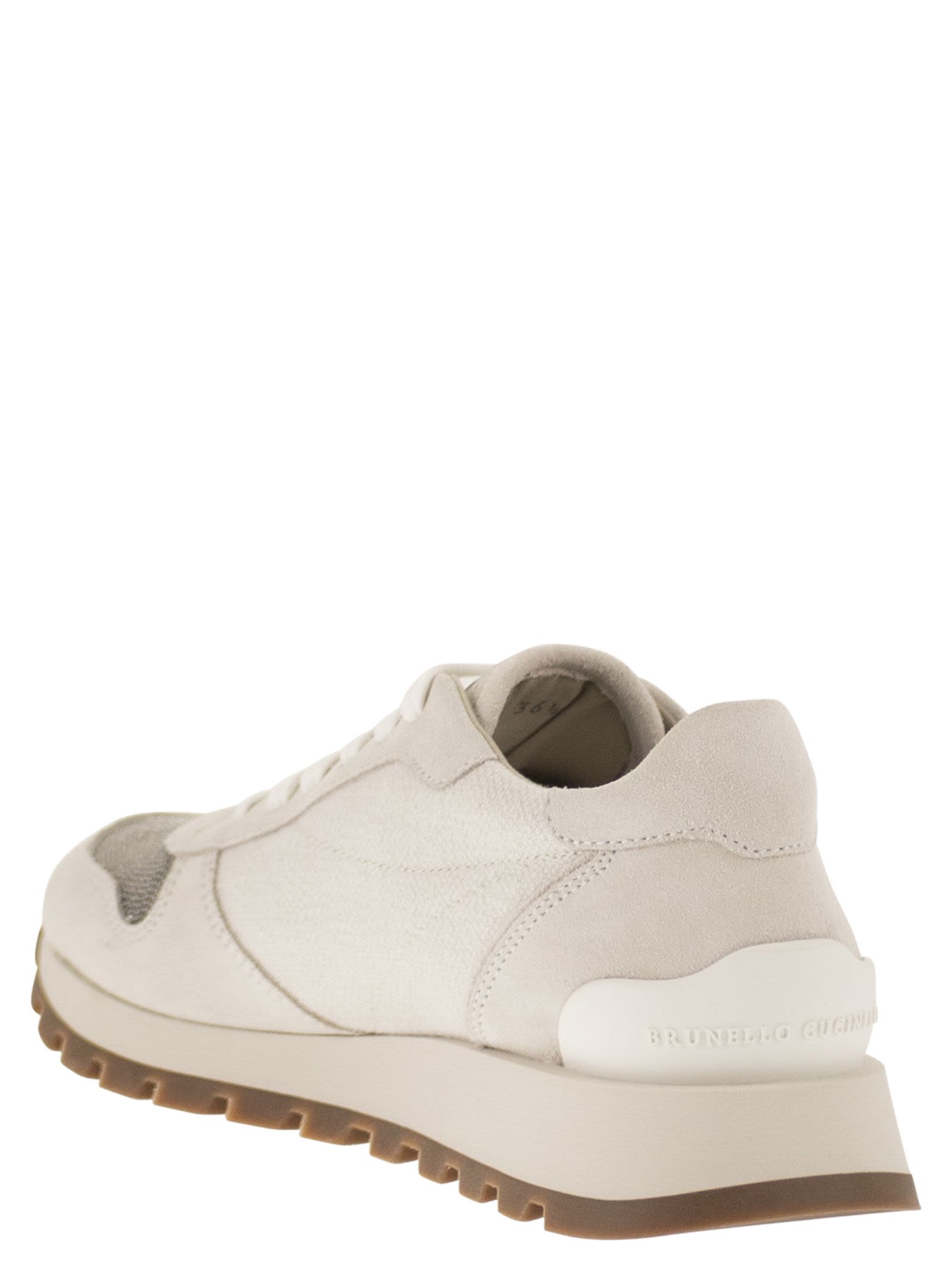Brunello Cucinelli Women Leather And Fabric Trainers BRUNELLO CUCINELLI