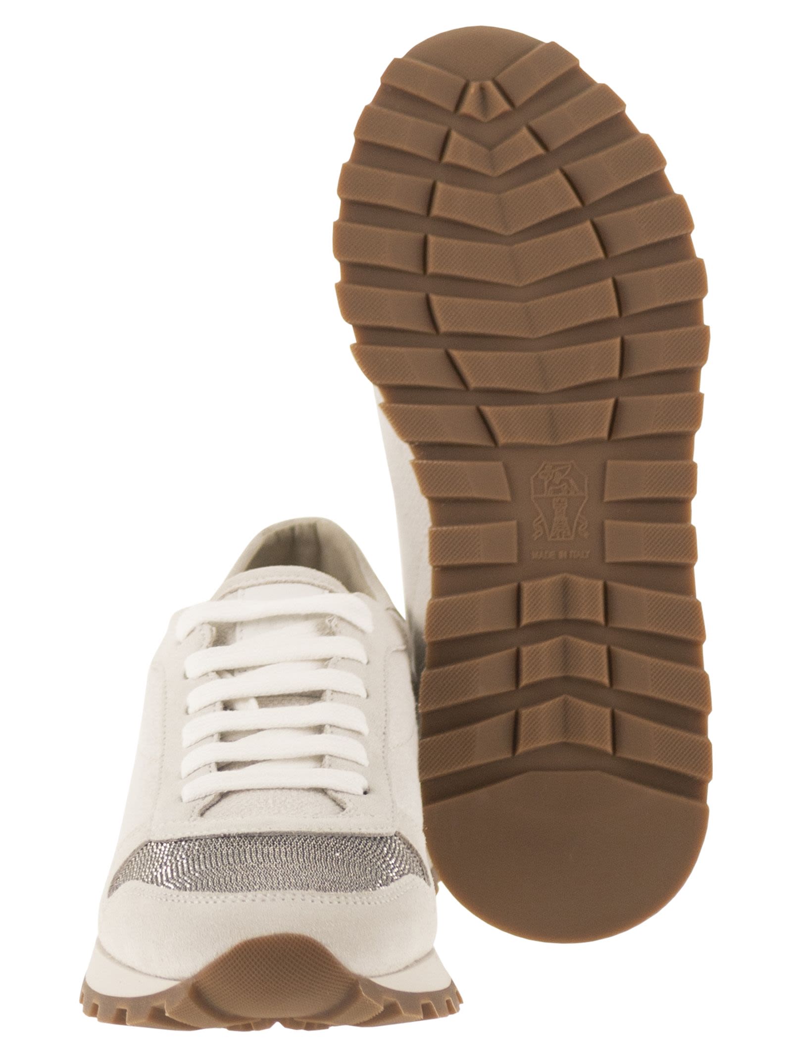 Brunello Cucinelli Women Leather And Fabric Trainers BRUNELLO CUCINELLI