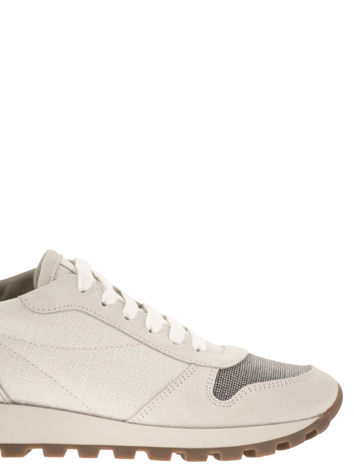 Brunello Cucinelli Women Leather And Fabric Trainers BRUNELLO CUCINELLI