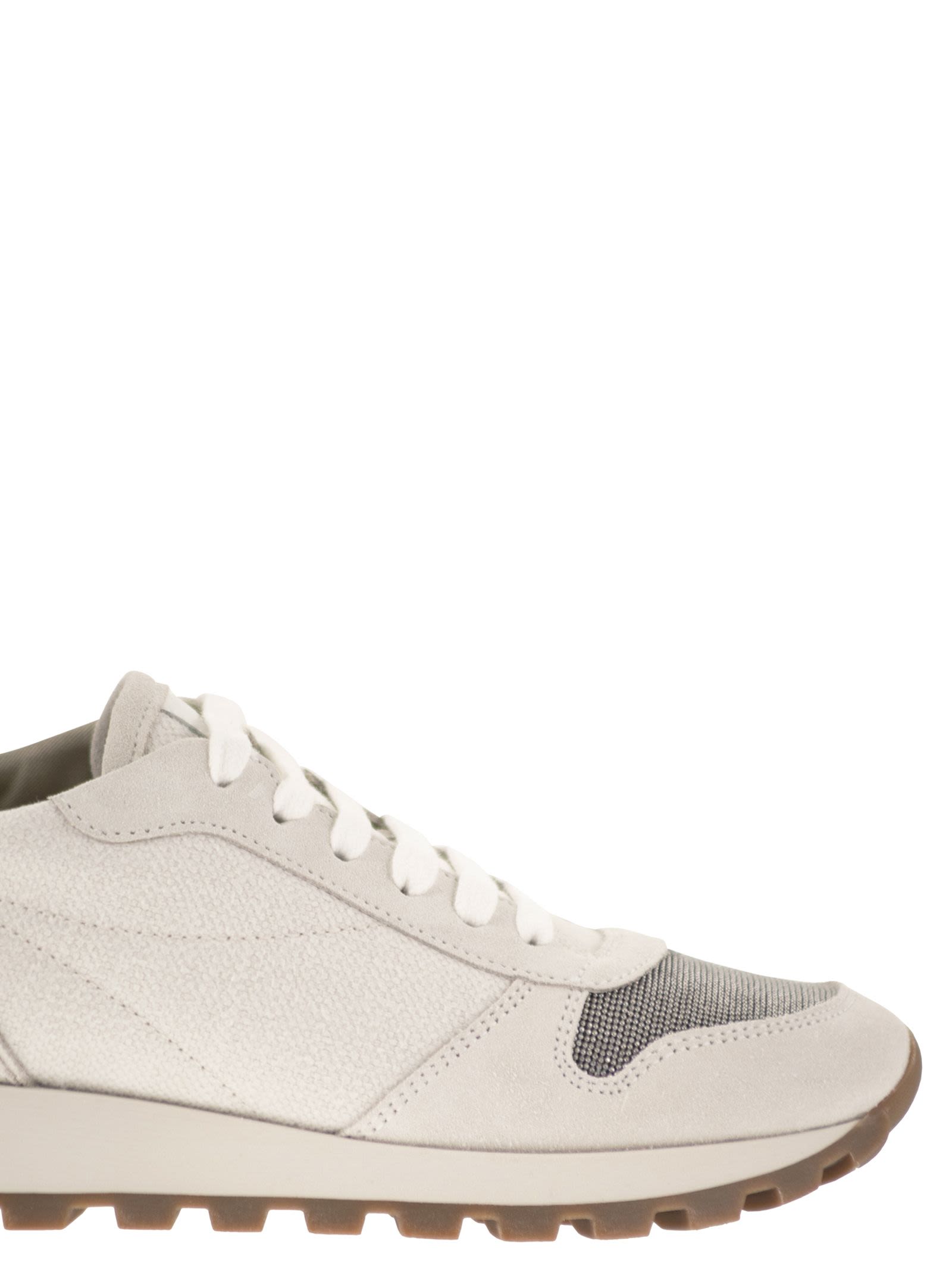 Brunello Cucinelli Women Leather And Fabric Trainers BRUNELLO CUCINELLI