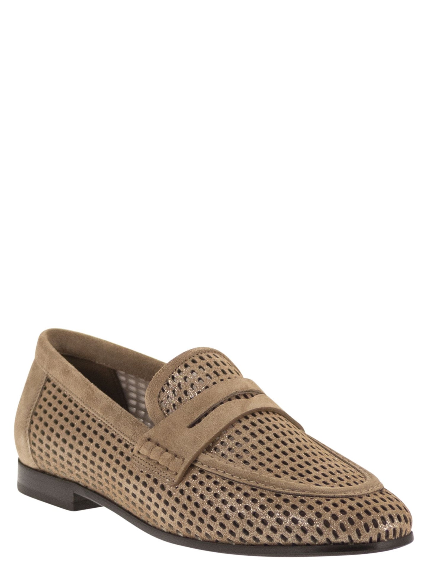 Brunello Cucinelli Women Sparkling Net Leather Loafers BRUNELLO CUCINELLI