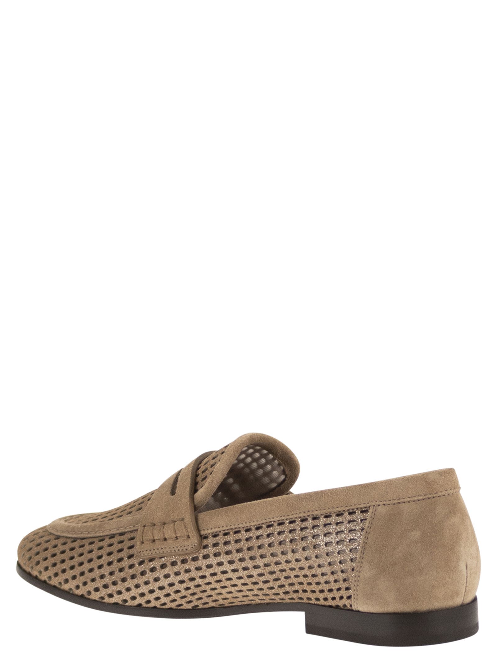 Brunello Cucinelli Women Sparkling Net Leather Loafers BRUNELLO CUCINELLI