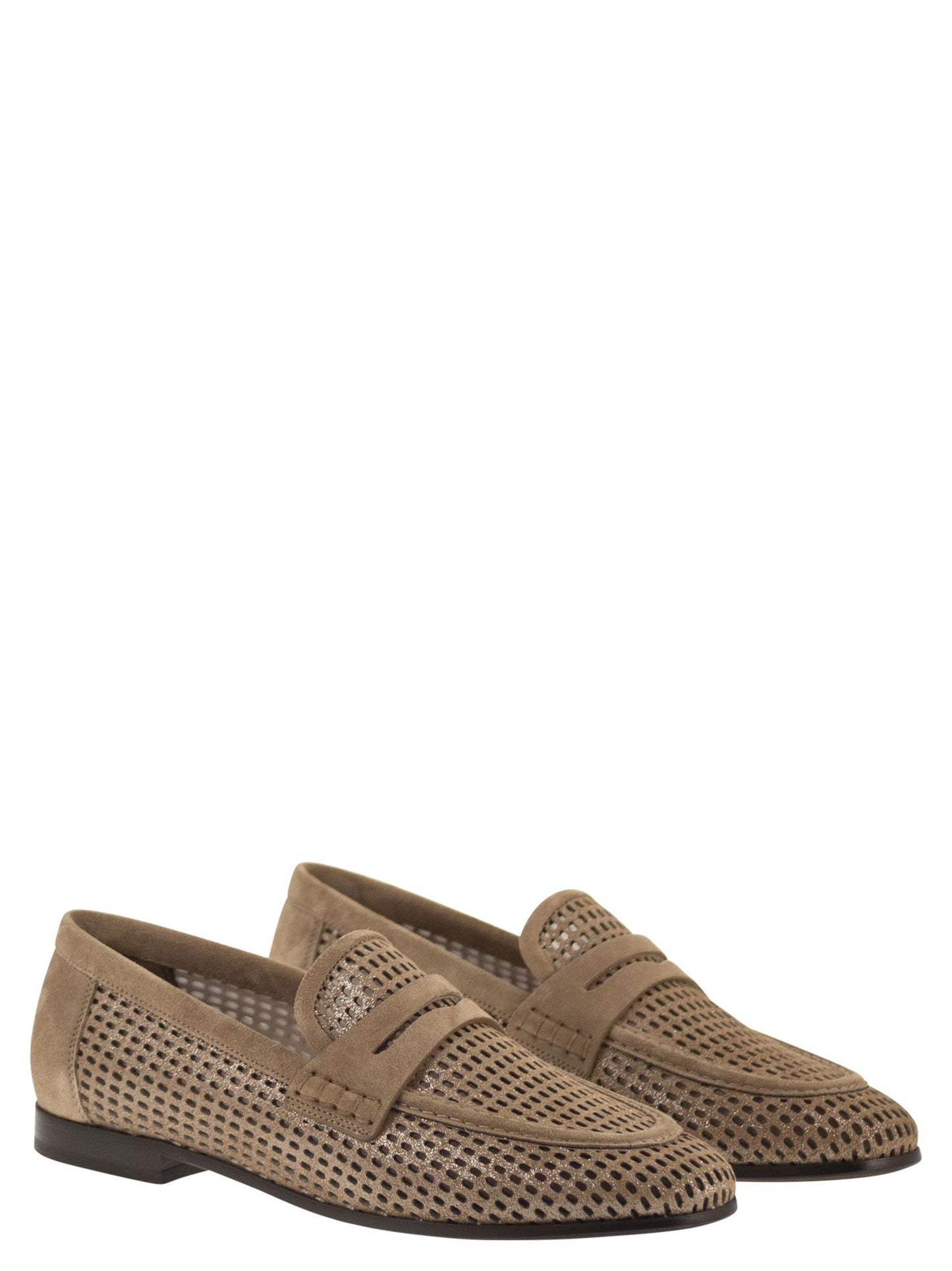 Brunello Cucinelli Women Sparkling Net Leather Loafers BRUNELLO CUCINELLI