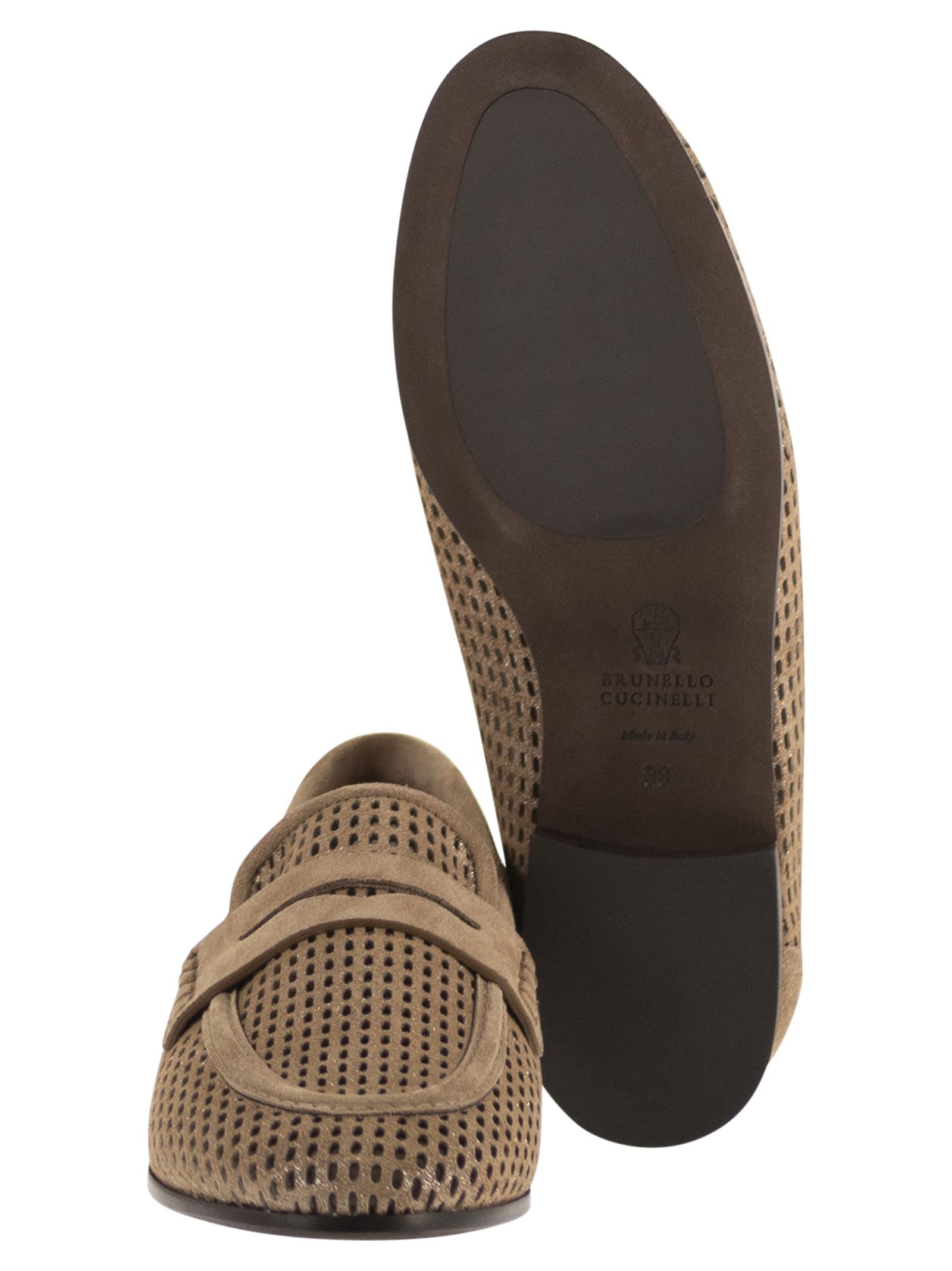 Brunello Cucinelli Women Sparkling Net Leather Loafers BRUNELLO CUCINELLI