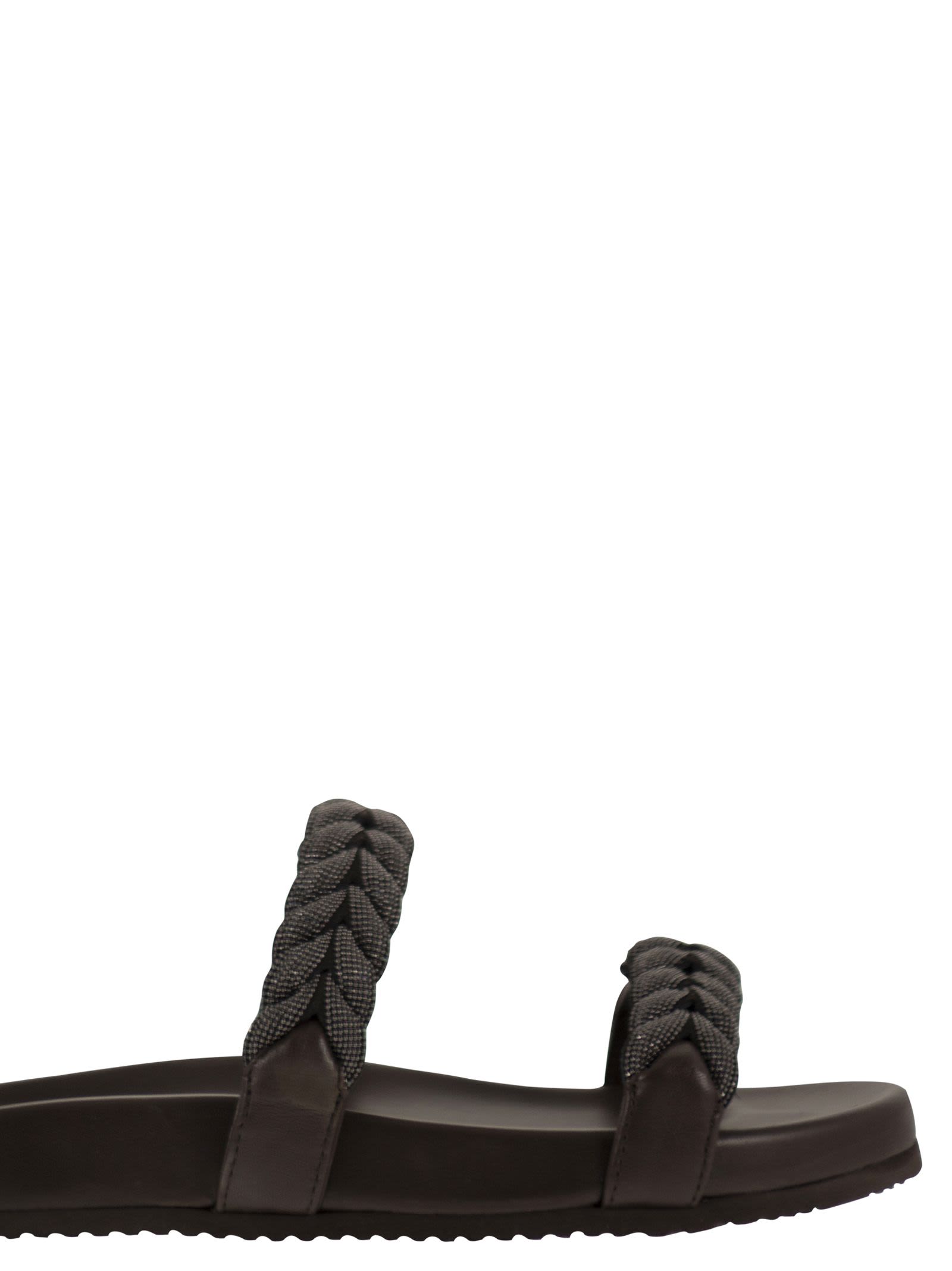Brunello Cucinelli Women Leather Slide Sandals With Braided Straps BRUNELLO CUCINELLI