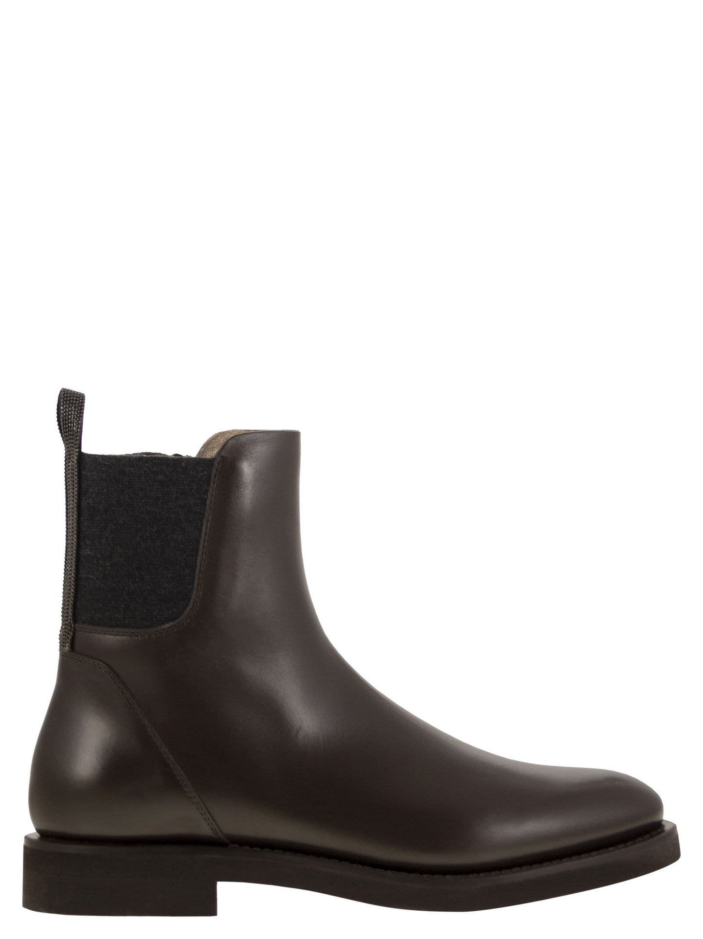 Brunello Cucinelli Women Chelsea Boot In Matt Calfskin With Shiny Detail BRUNELLO CUCINELLI