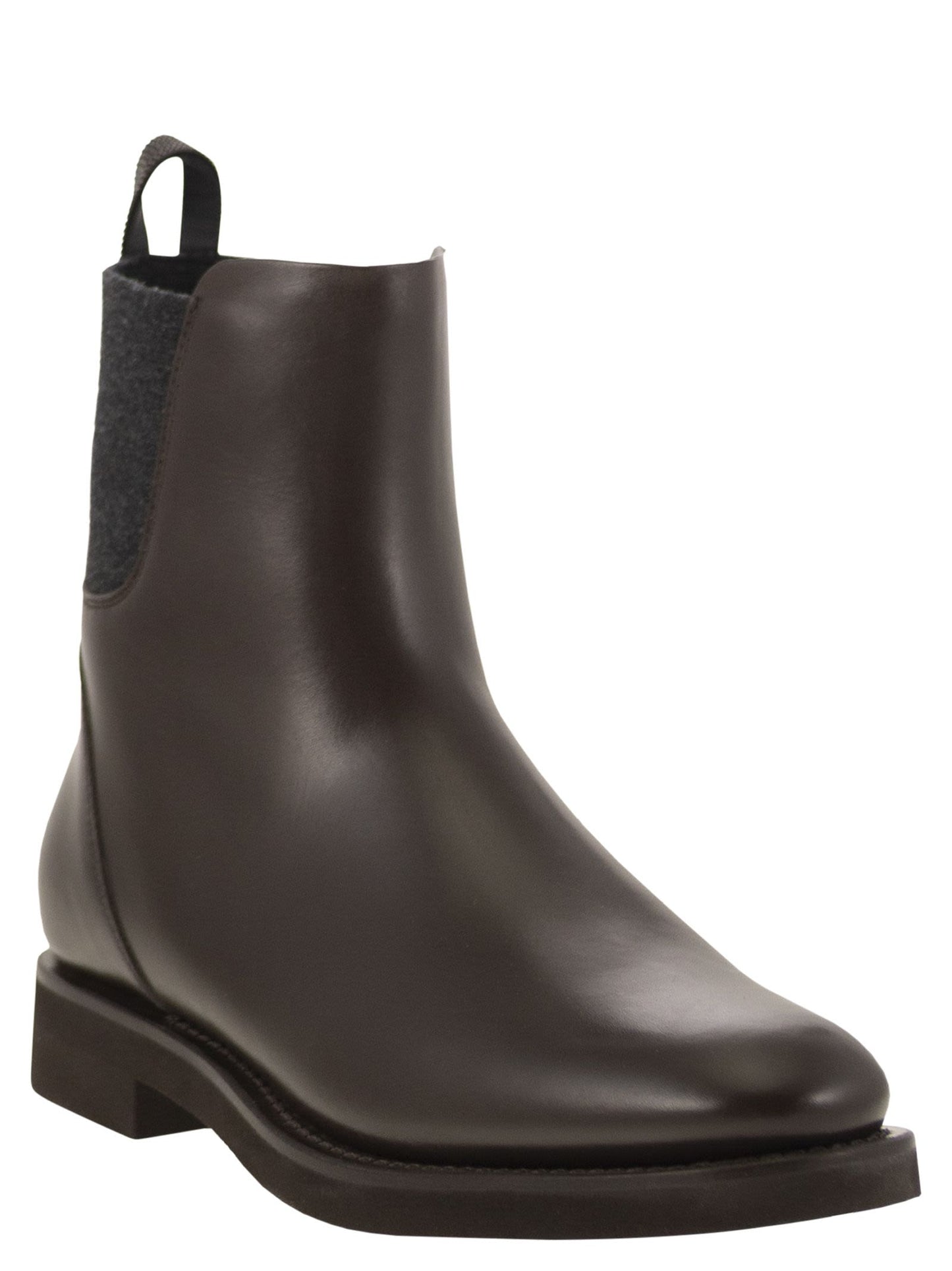 Brunello Cucinelli Women Chelsea Boot In Matt Calfskin With Shiny Detail BRUNELLO CUCINELLI