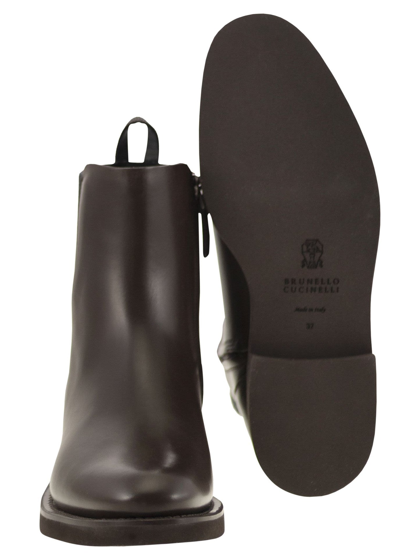 Brunello Cucinelli Women Chelsea Boot In Matt Calfskin With Shiny Detail BRUNELLO CUCINELLI