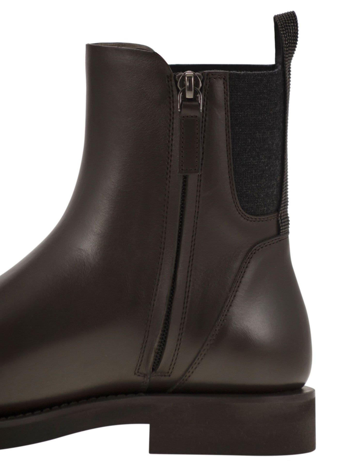Brunello Cucinelli Women Chelsea Boot In Matt Calfskin With Shiny Detail BRUNELLO CUCINELLI