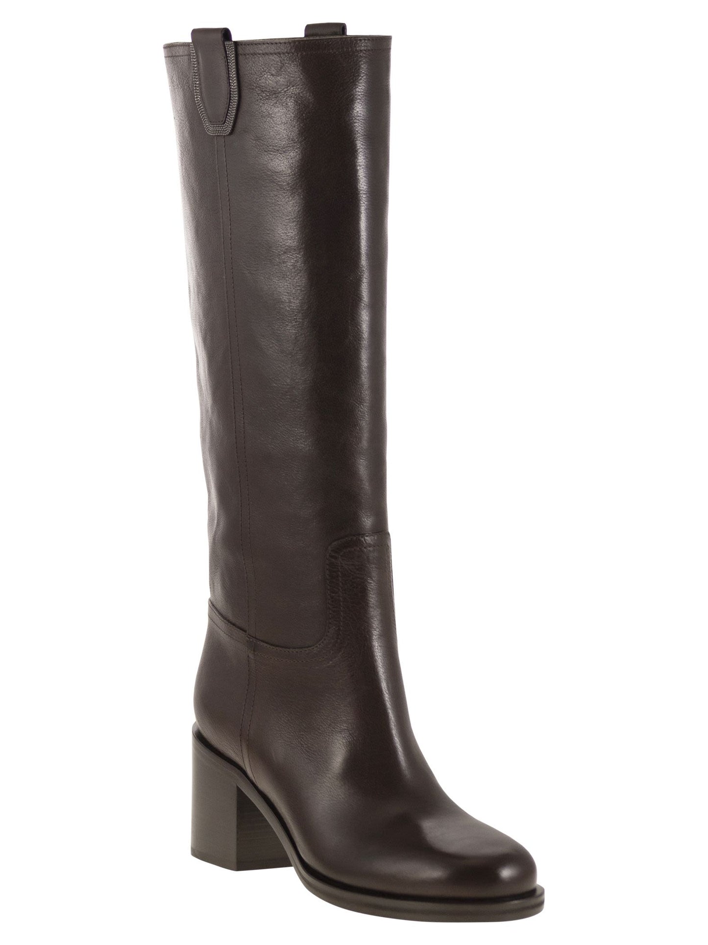 Brunello Cucinelli Women Classic Leather Boot With Precious BRUNELLO CUCINELLI
