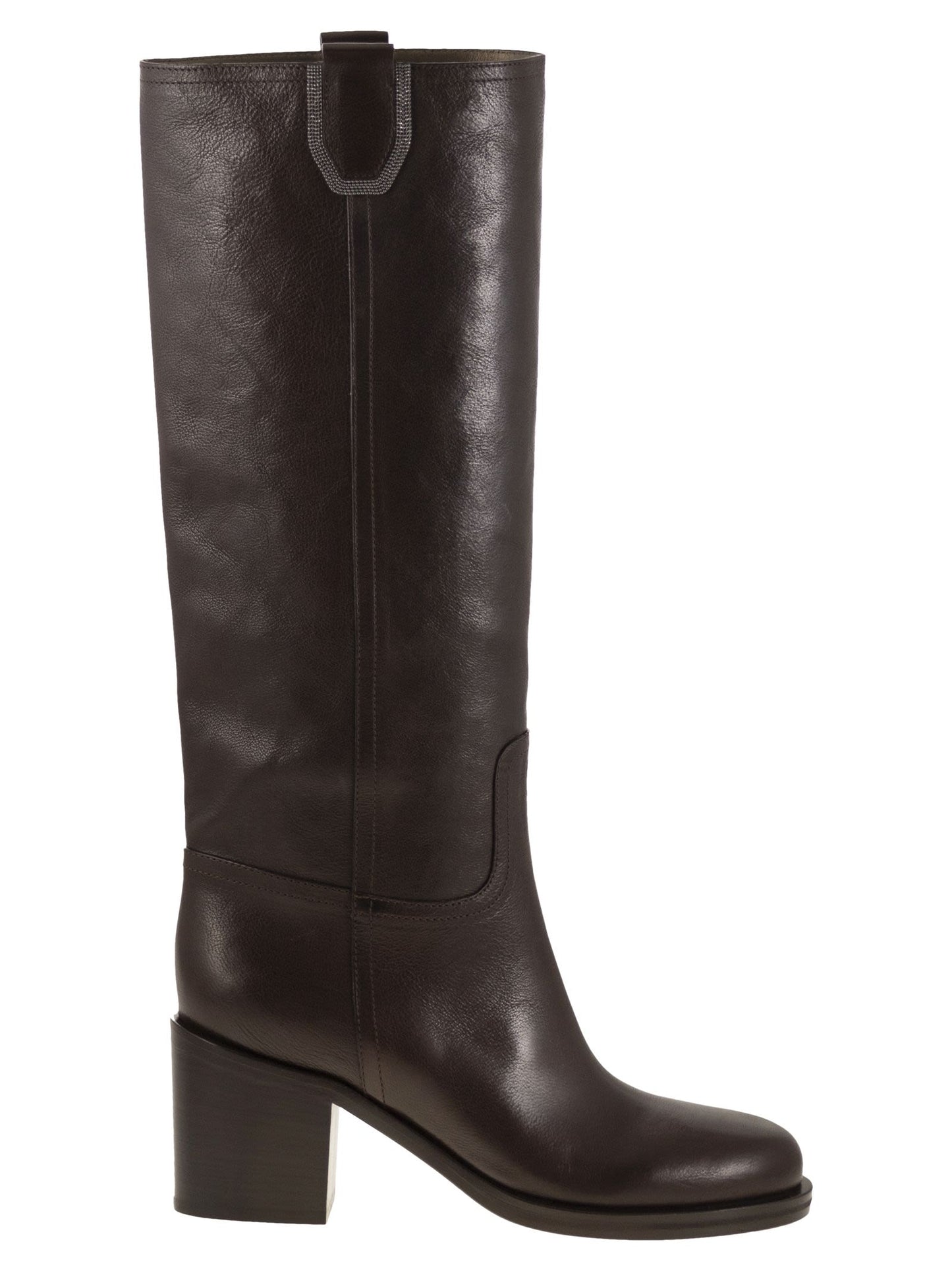 Brunello Cucinelli Women Classic Leather Boot With Precious BRUNELLO CUCINELLI