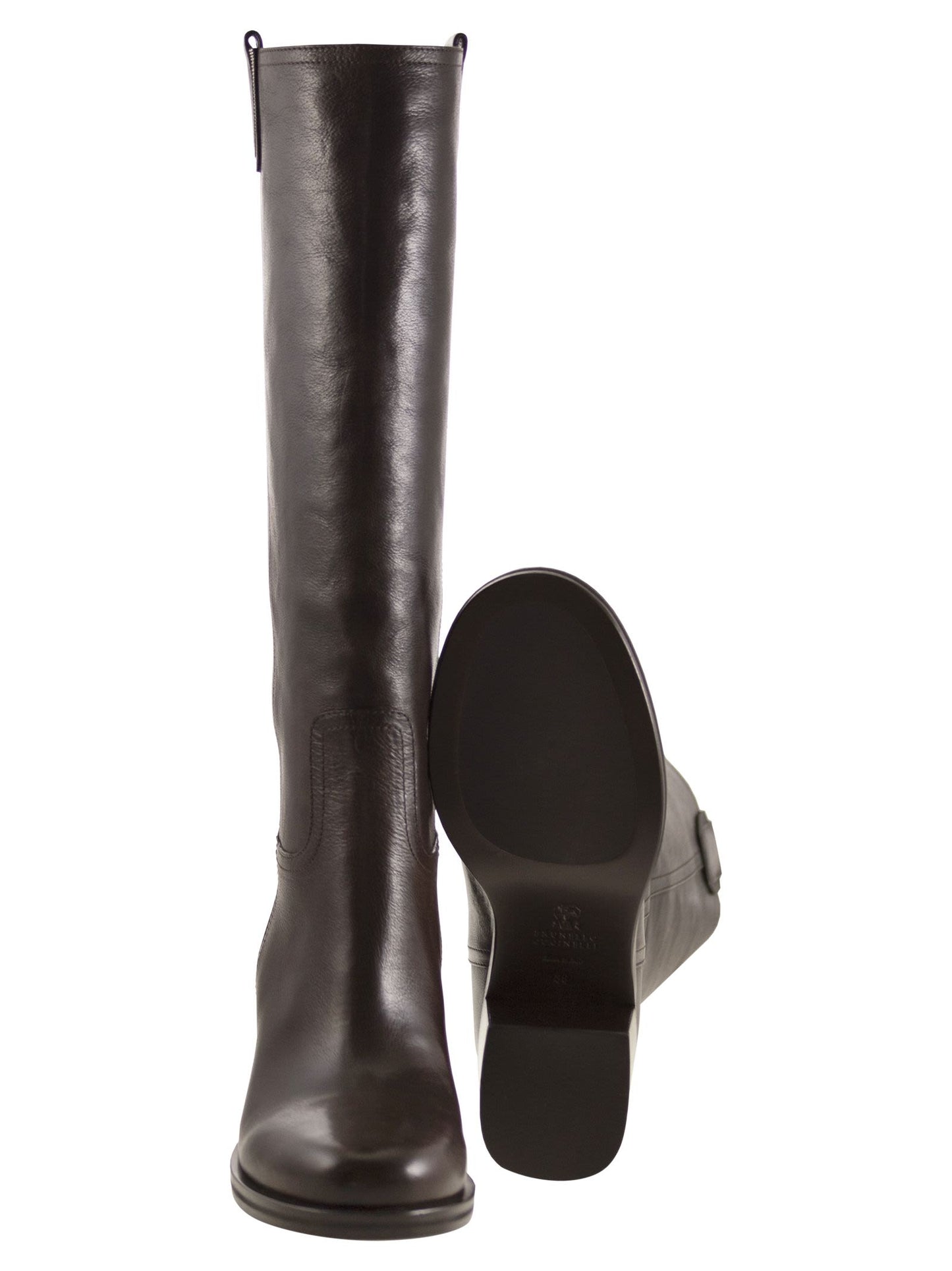 Brunello Cucinelli Women Classic Leather Boot With Precious BRUNELLO CUCINELLI
