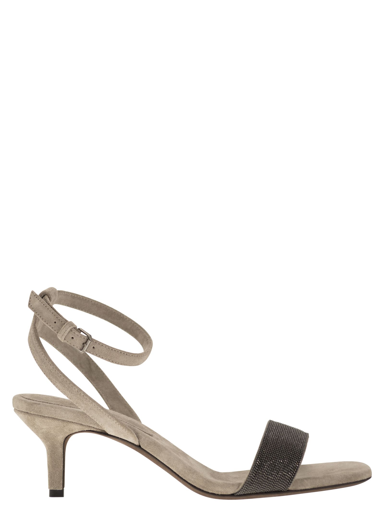 Brunello Cucinelli Women Suede Sandals With Precious Insert BRUNELLO CUCINELLI