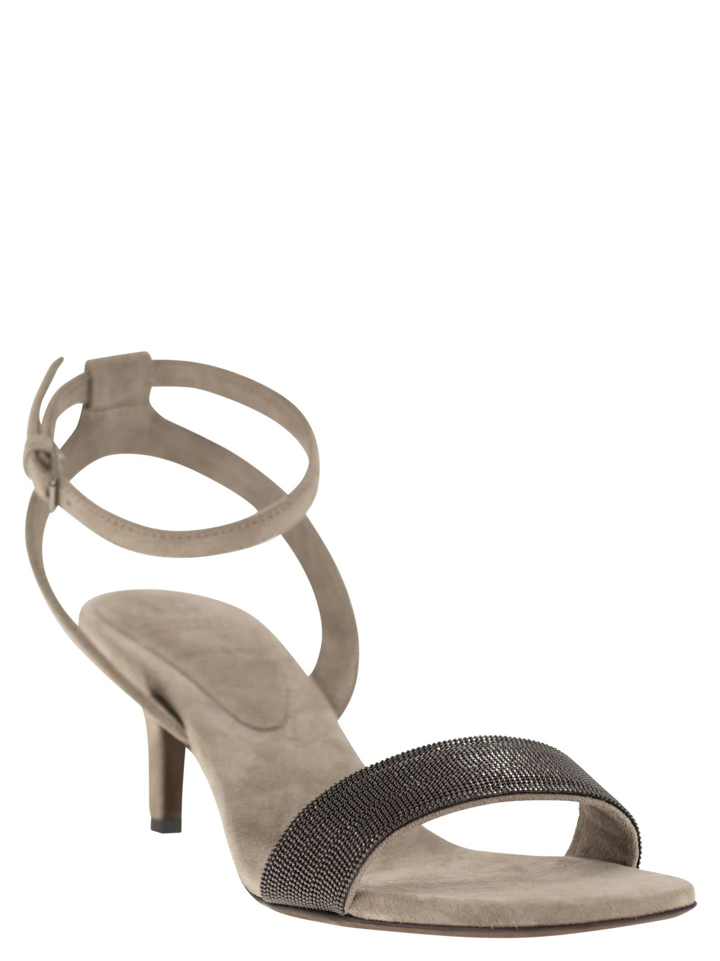 Brunello Cucinelli Women Suede Sandals With Precious Insert BRUNELLO CUCINELLI