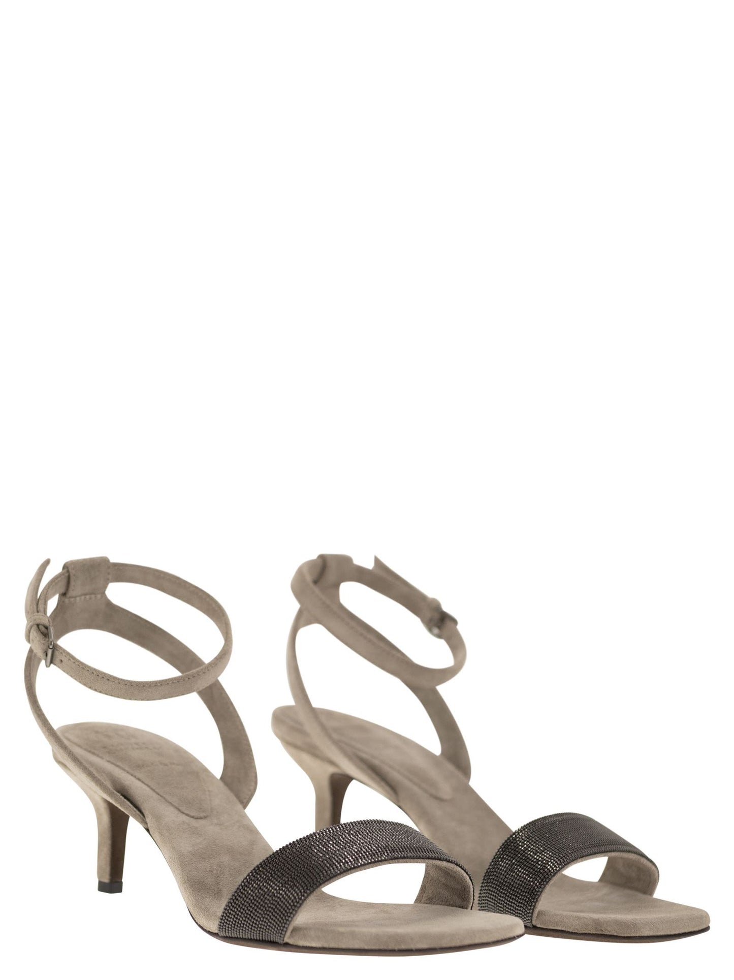 Brunello Cucinelli Women Suede Sandals With Precious Insert BRUNELLO CUCINELLI