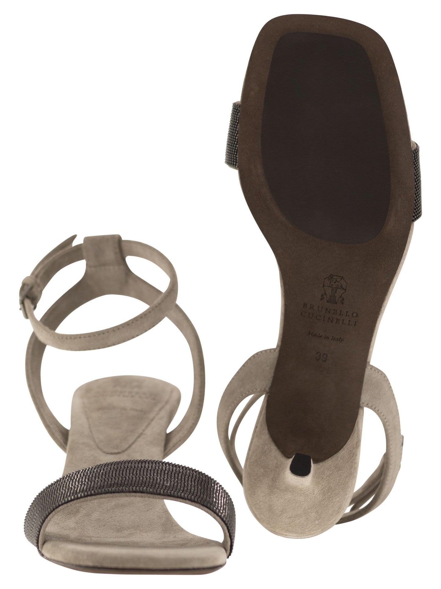 Brunello Cucinelli Women Suede Sandals With Precious Insert BRUNELLO CUCINELLI