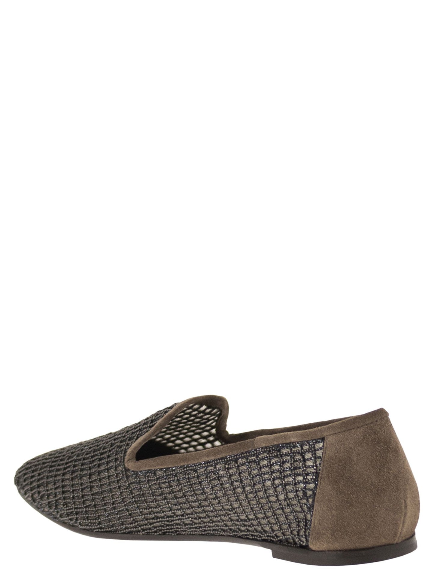 Brunello Cucinelli Women Suede Flats With Precious Net Embroidery BRUNELLO CUCINELLI