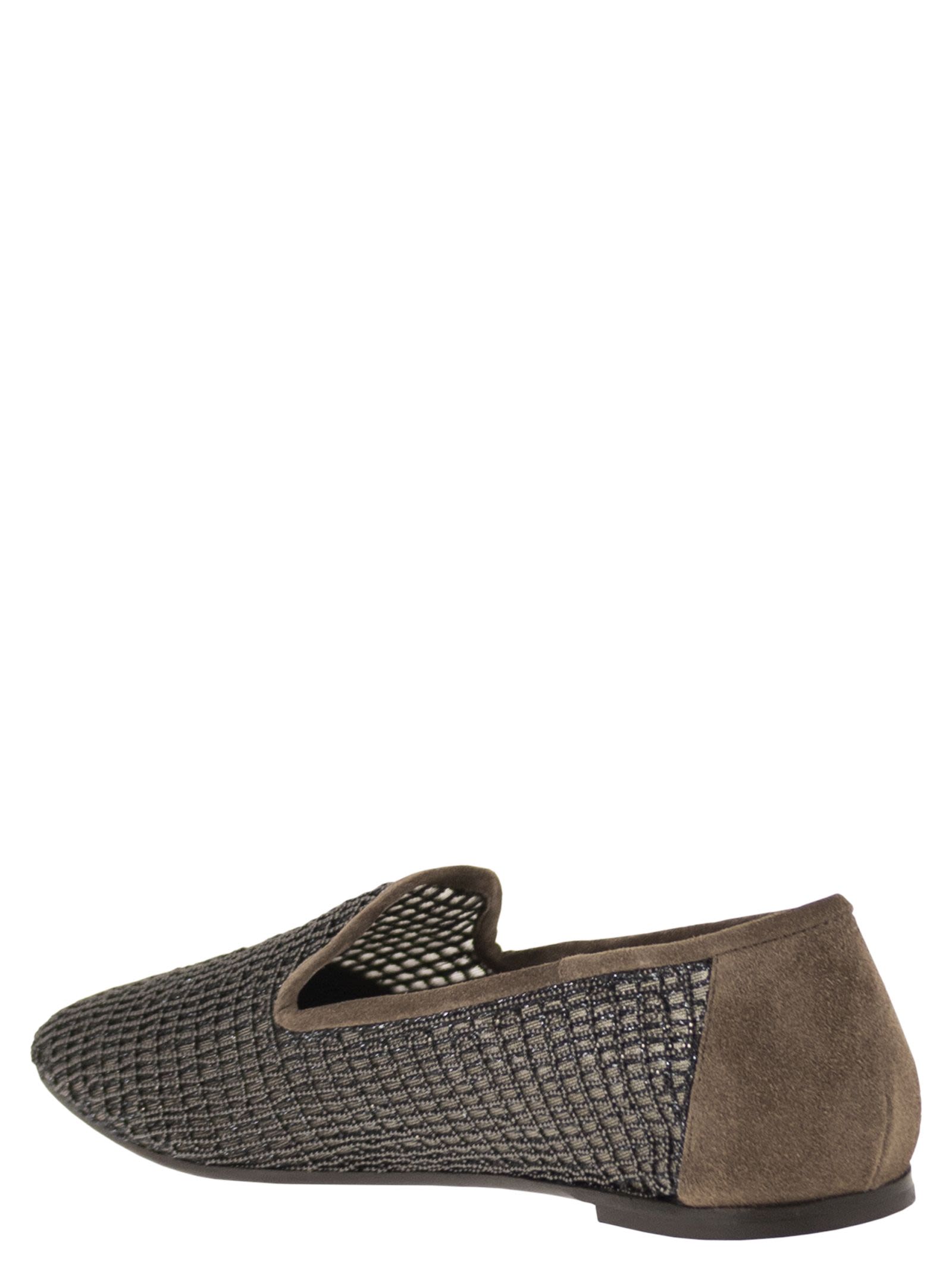 Brunello Cucinelli Women Suede Flats With Precious Net Embroidery BRUNELLO CUCINELLI