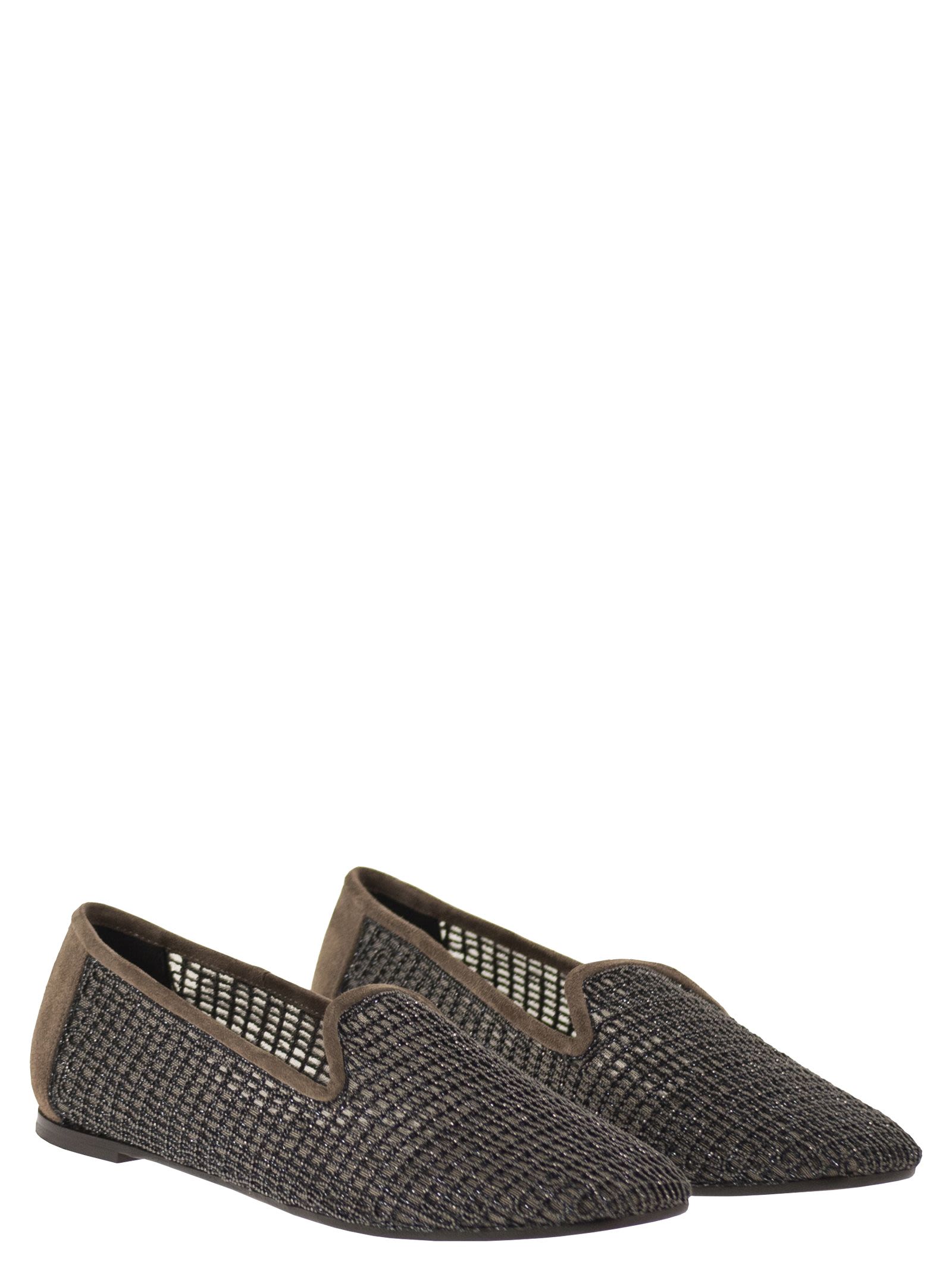 Brunello Cucinelli Women Suede Flats With Precious Net Embroidery BRUNELLO CUCINELLI
