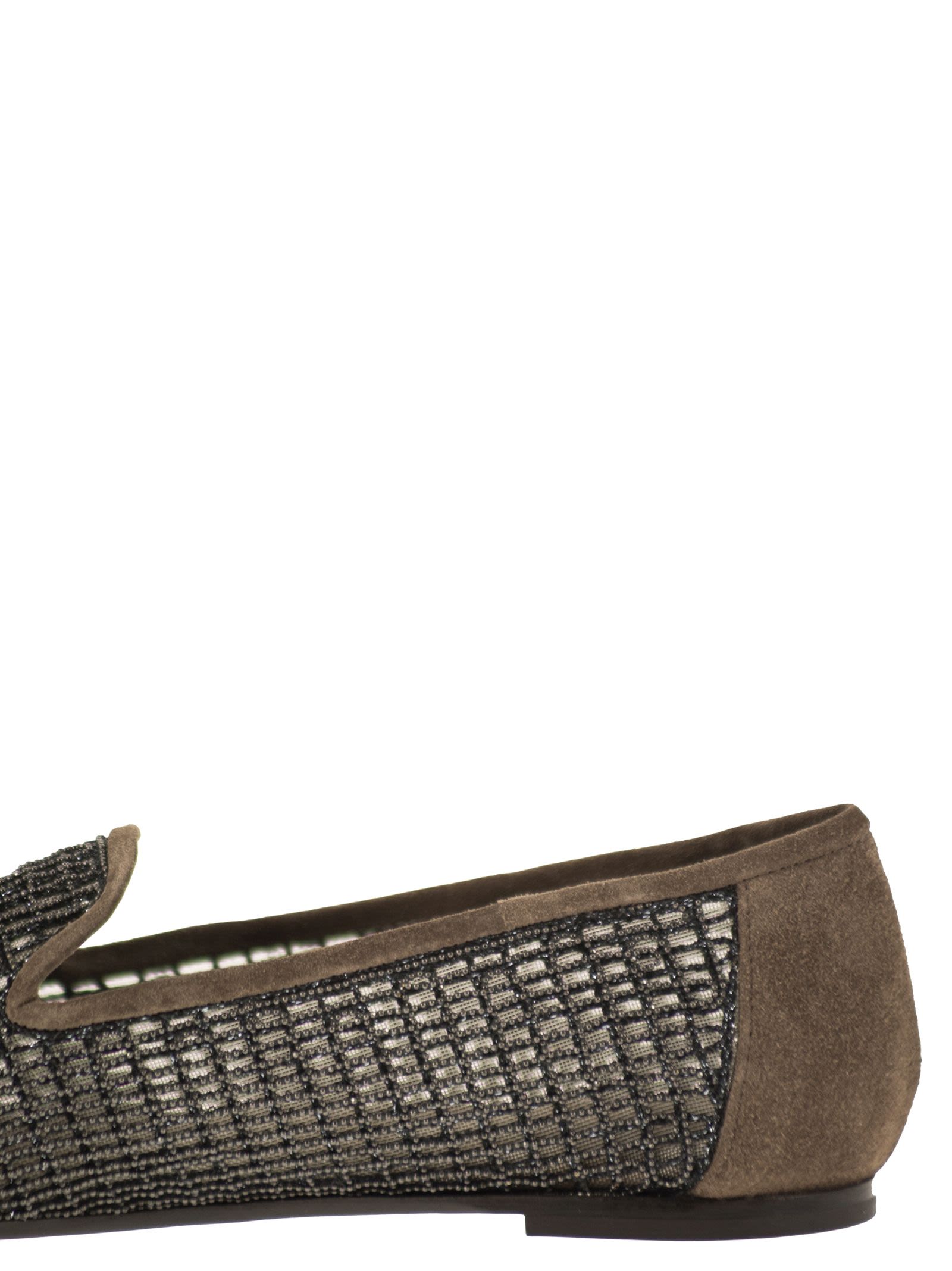 Brunello Cucinelli Women Suede Flats With Precious Net Embroidery BRUNELLO CUCINELLI