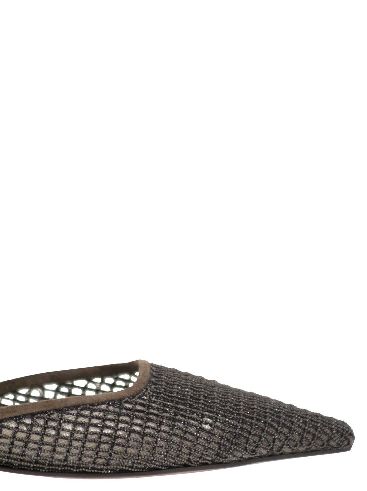 Brunello Cucinelli Women Suede Mules With Precious Net Embroidery BRUNELLO CUCINELLI