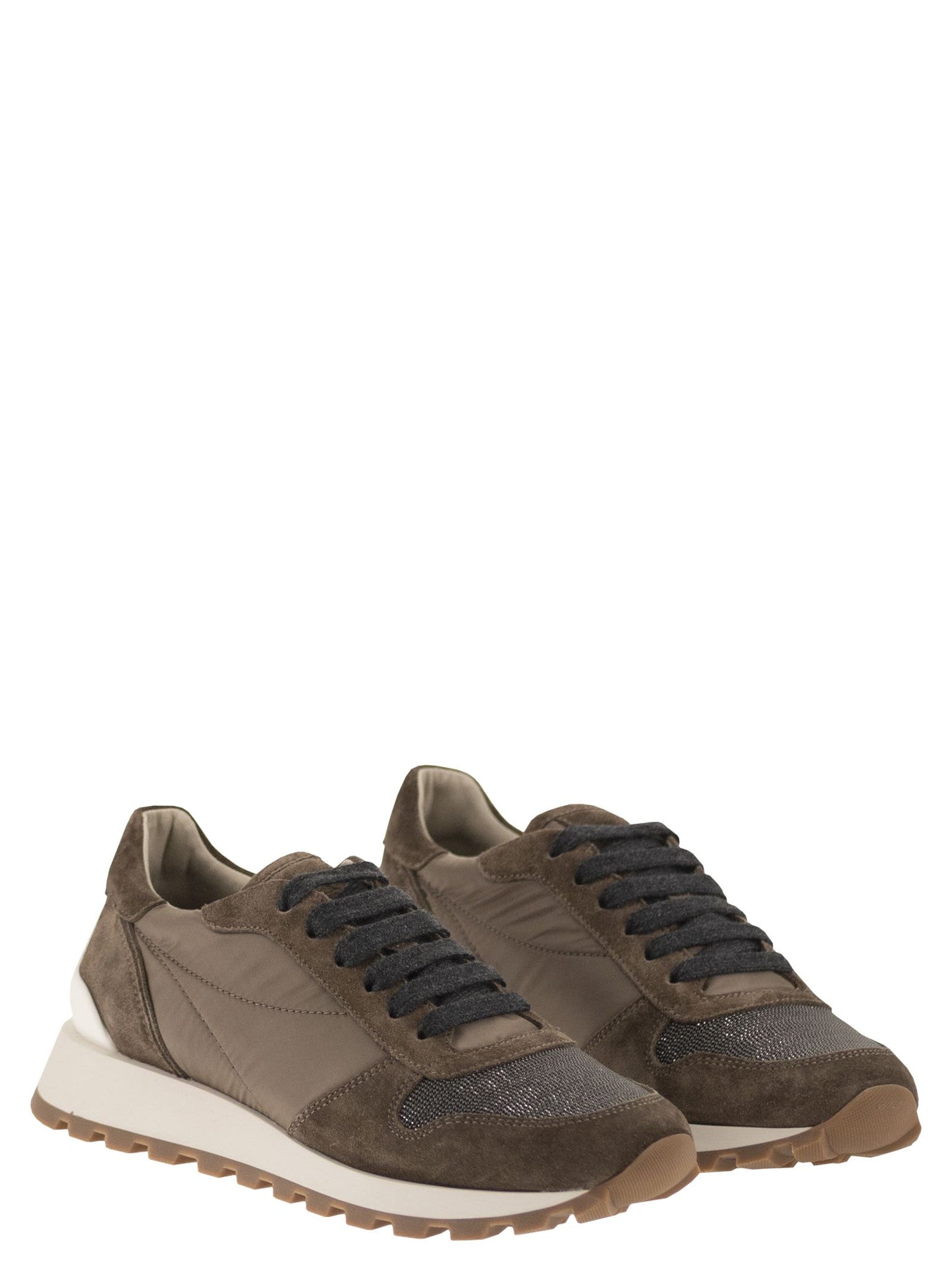 Brunello Cucinelli Women Suede And Techno Fabric Runners With Precious Toe BRUNELLO CUCINELLI