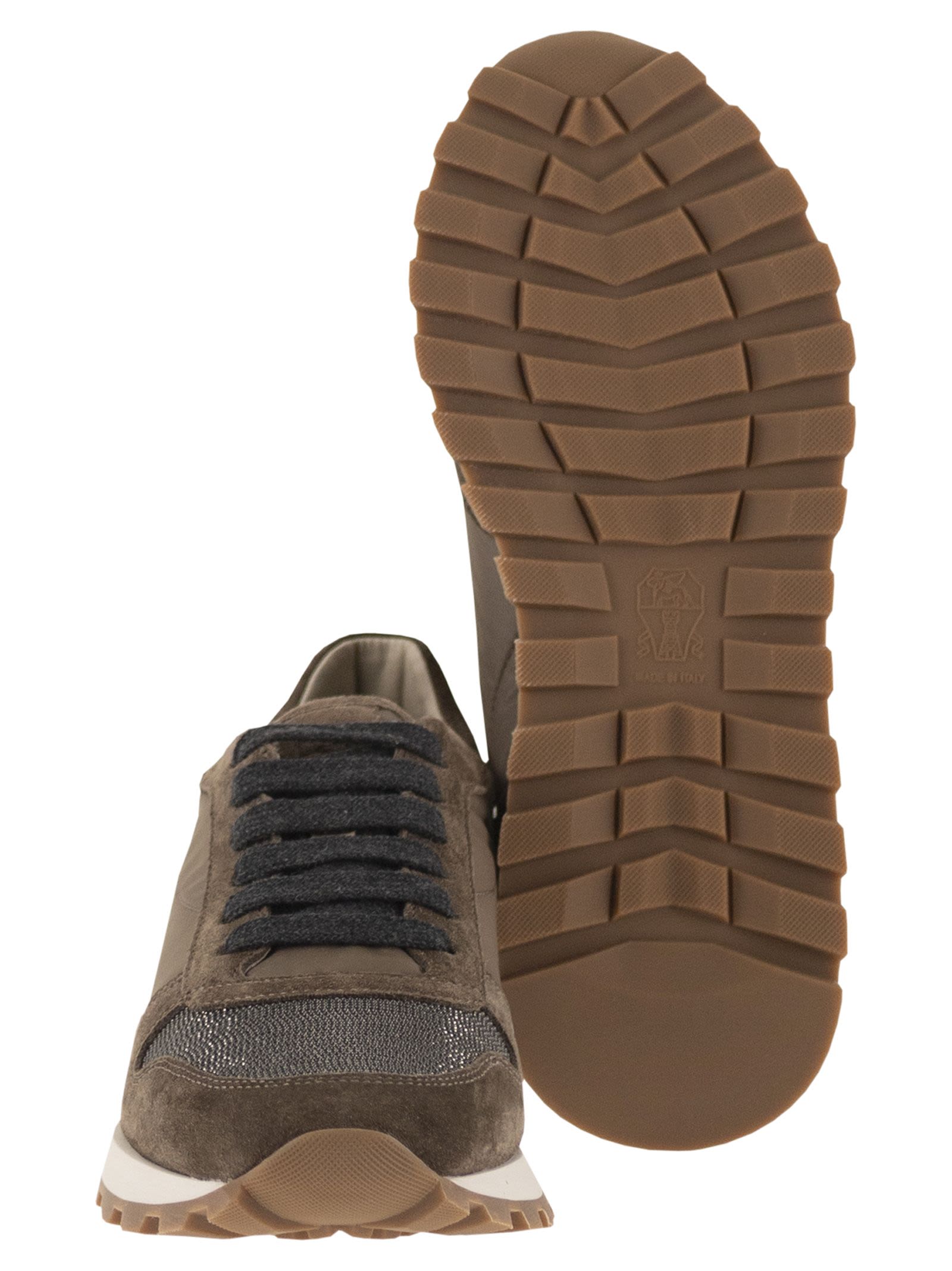 Brunello Cucinelli Women Suede And Techno Fabric Runners With Precious Toe BRUNELLO CUCINELLI