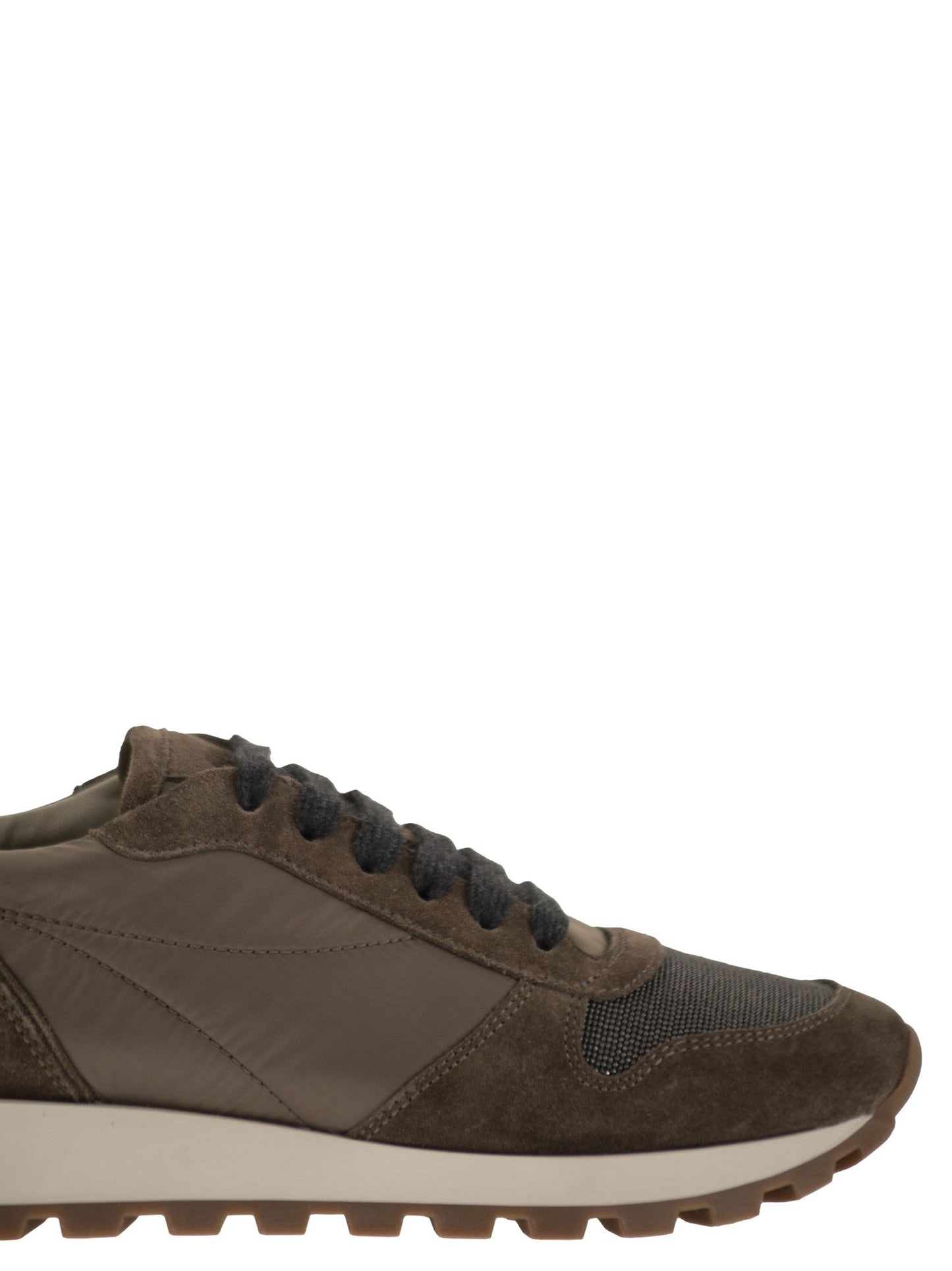 Brunello Cucinelli Women Suede And Techno Fabric Runners With Precious Toe BRUNELLO CUCINELLI