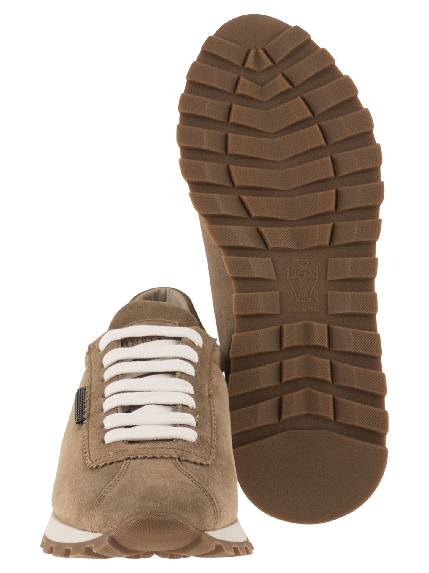 Brunello Cucinelli Women Suede Runners With Shiny Tab