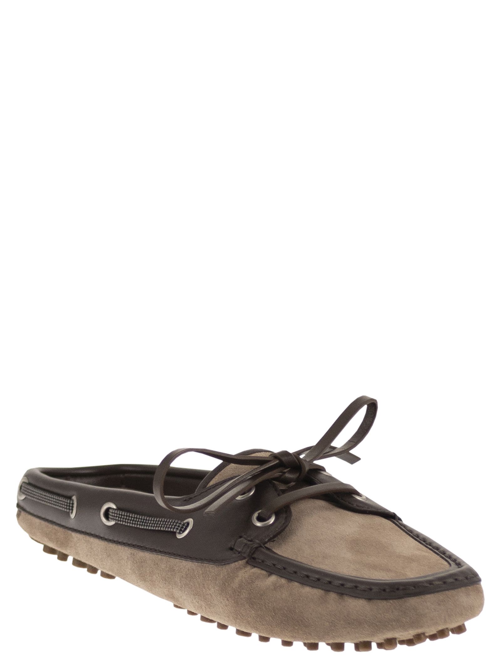 Brunello Cucinelli Women Suede Sabot Loafers With Jewellery BRUNELLO CUCINELLI