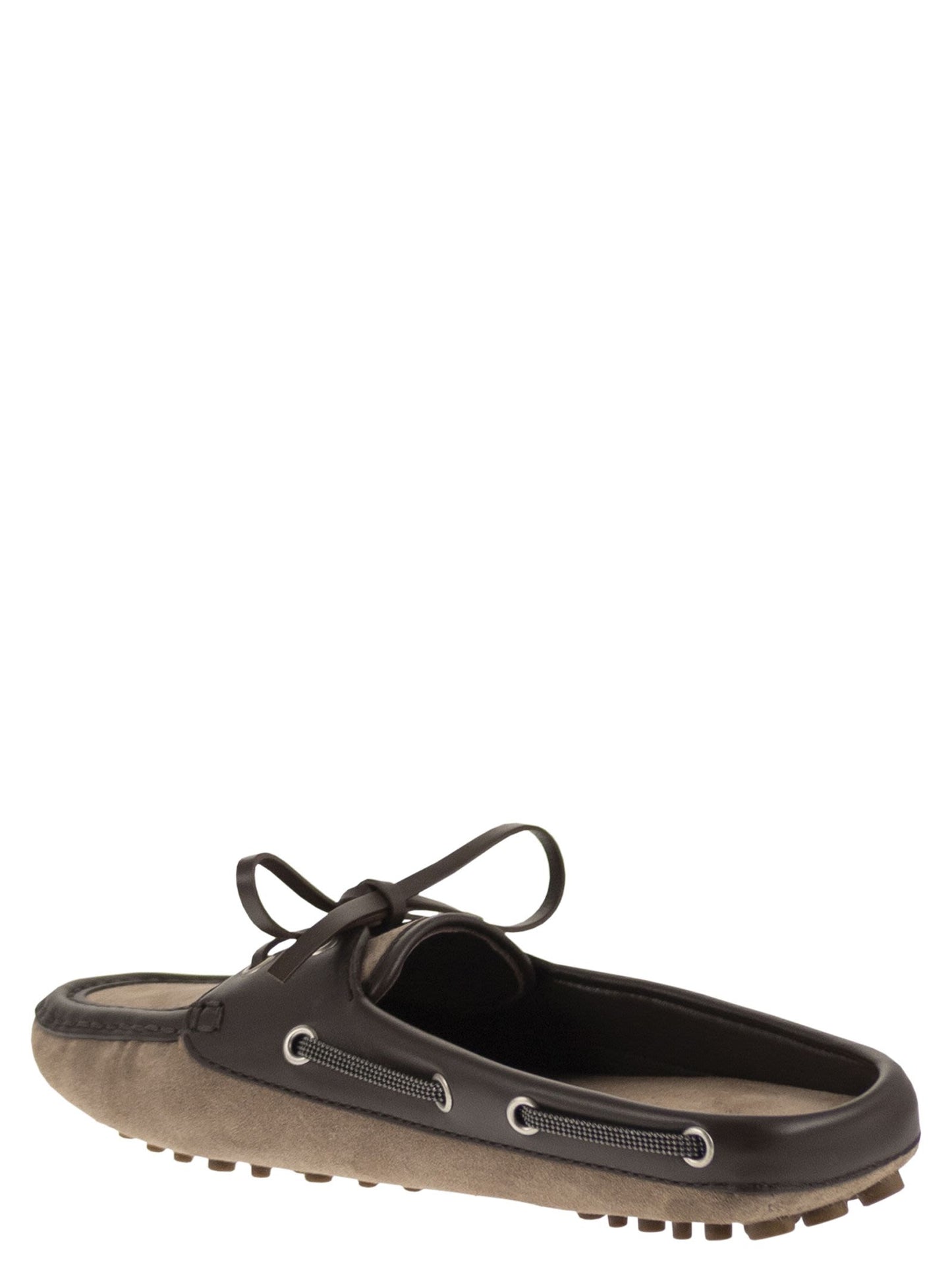 Brunello Cucinelli Women Suede Sabot Loafers With Jewellery BRUNELLO CUCINELLI