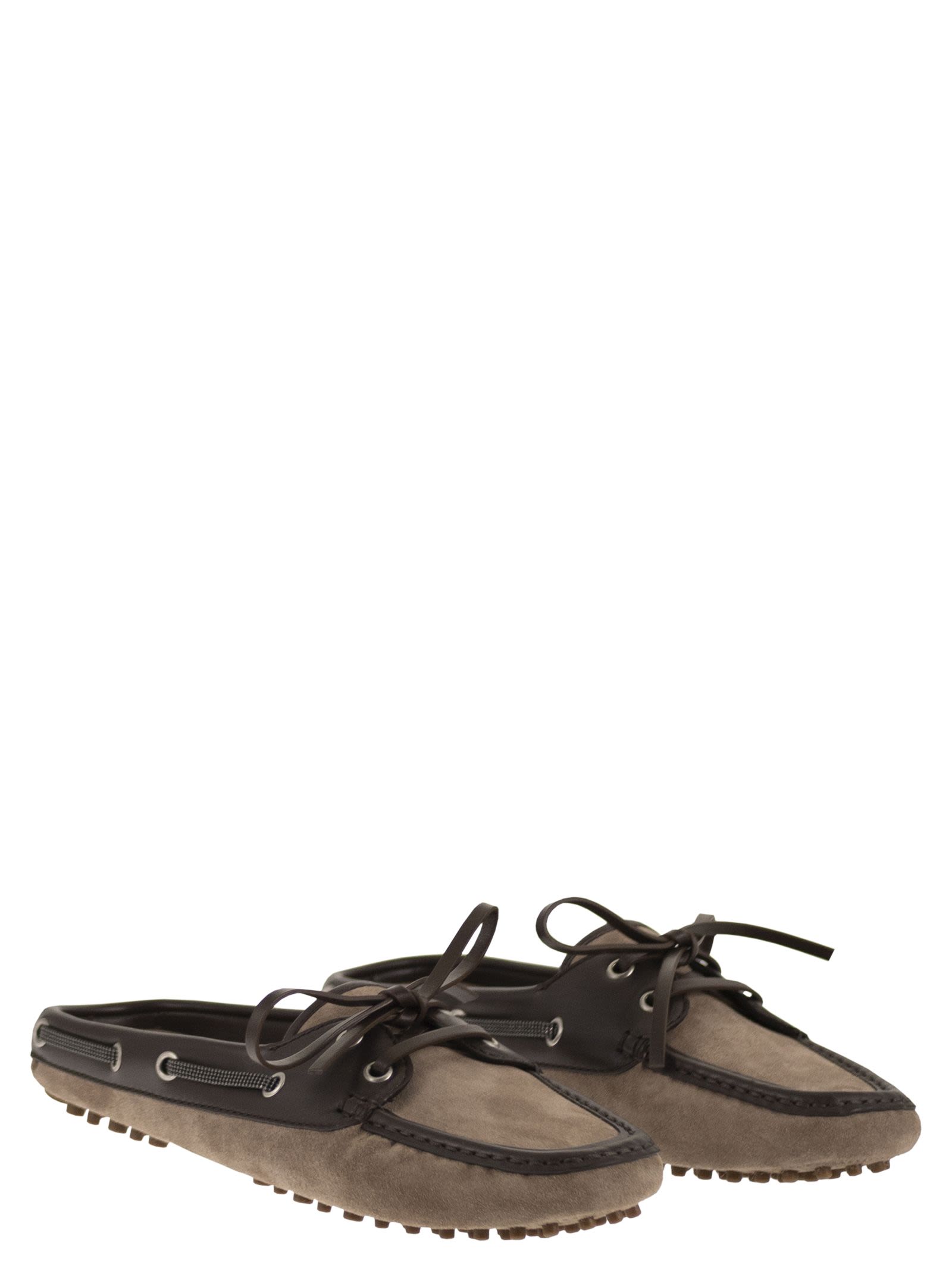 Brunello Cucinelli Women Suede Sabot Loafers With Jewellery BRUNELLO CUCINELLI