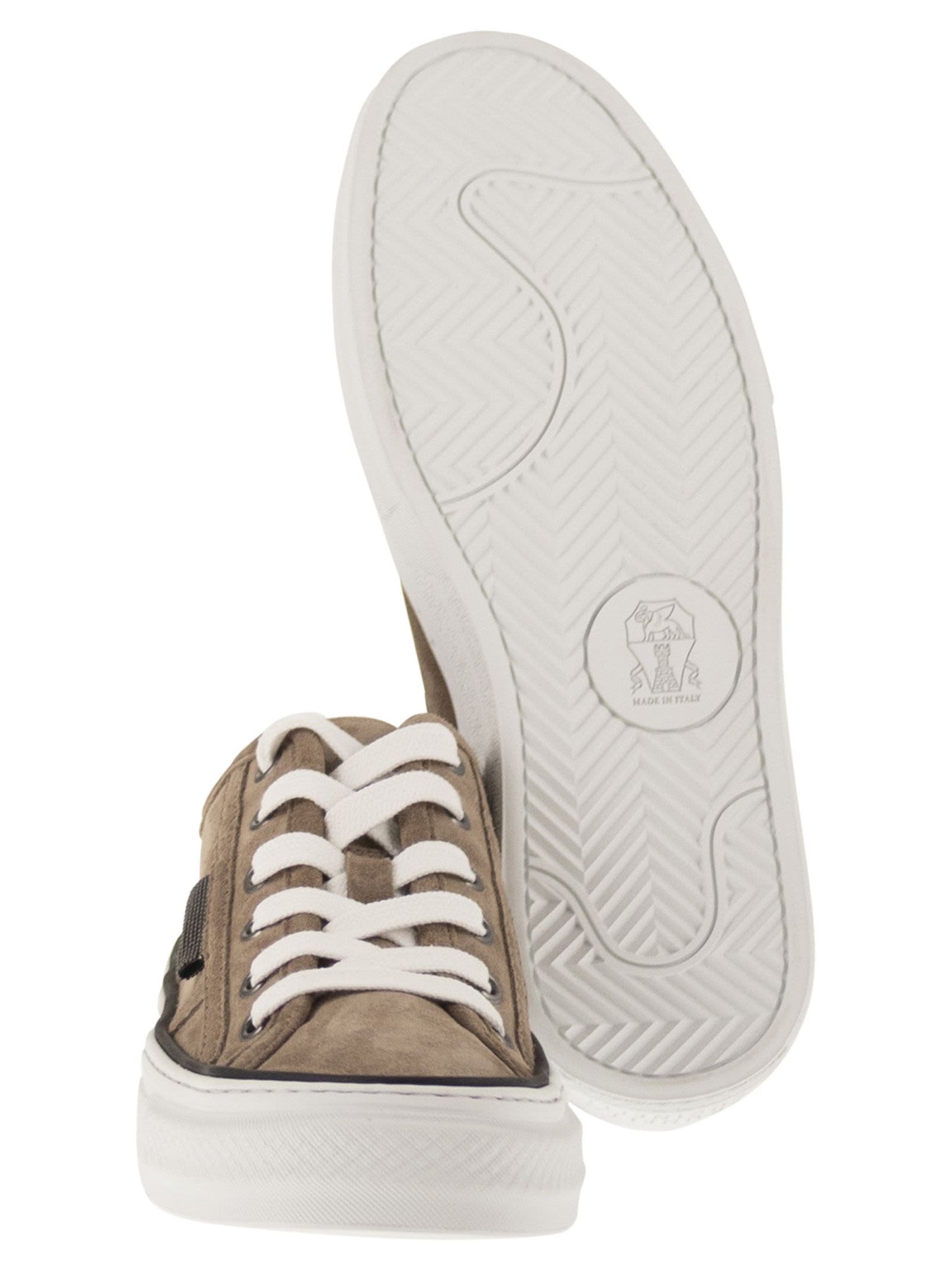 Brunello Cucinelli Women Suede Trainers With Shiny Tab BRUNELLO CUCINELLI