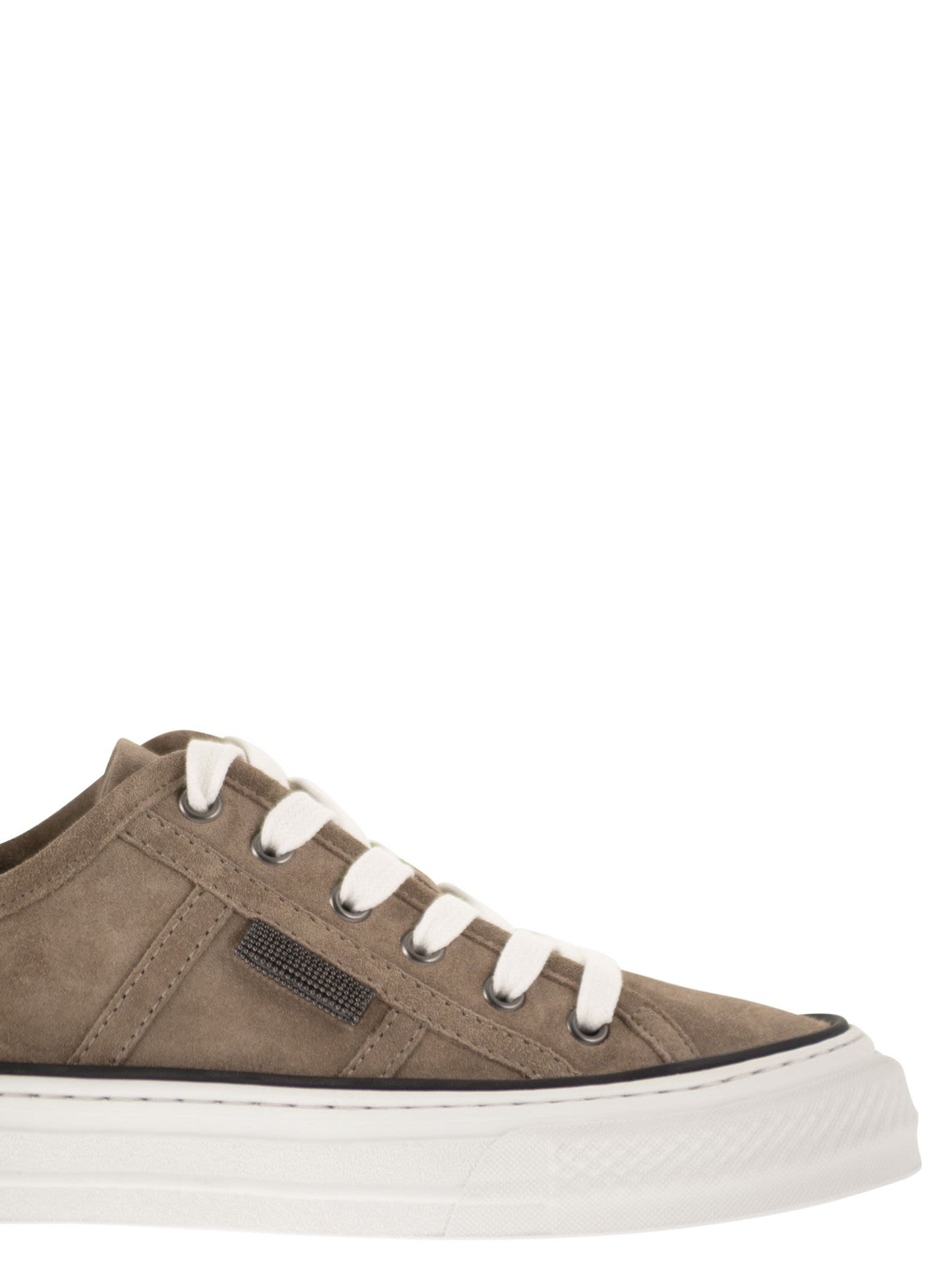 Brunello Cucinelli Women Suede Trainers With Shiny Tab BRUNELLO CUCINELLI