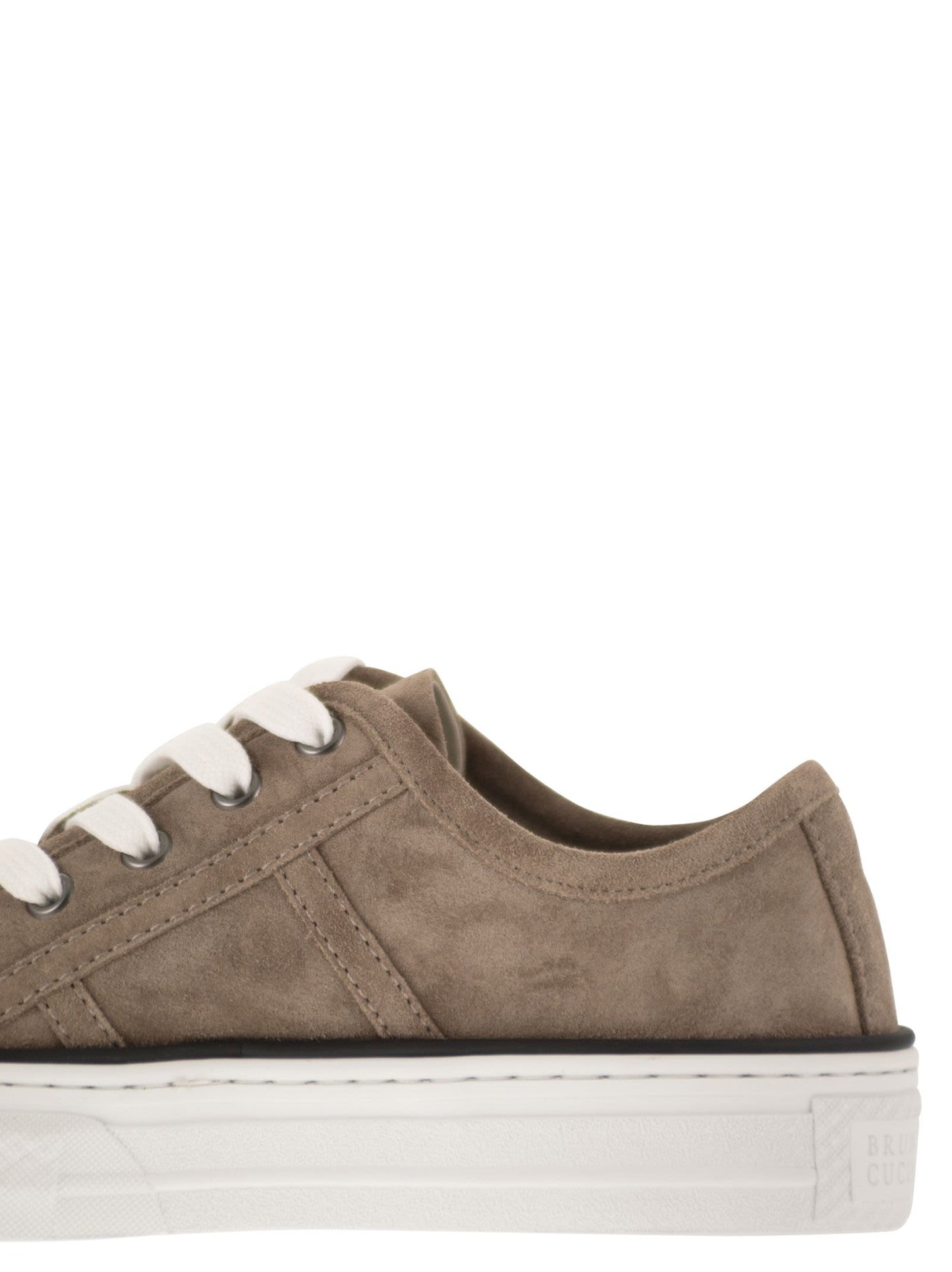 Brunello Cucinelli Women Suede Trainers With Shiny Tab BRUNELLO CUCINELLI