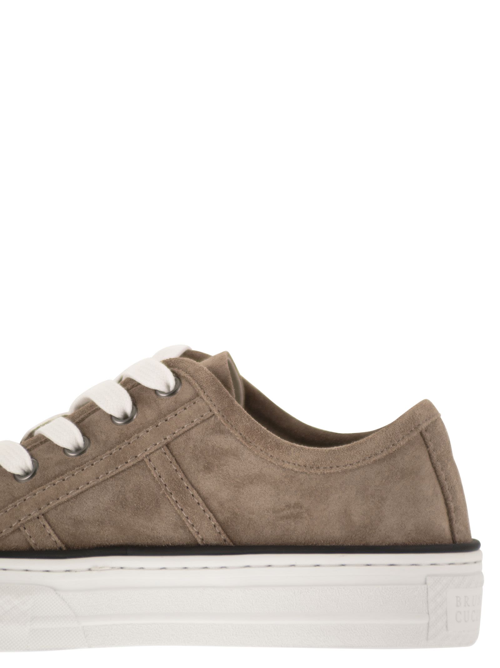 Brunello Cucinelli Women Suede Trainers With Shiny Tab BRUNELLO CUCINELLI