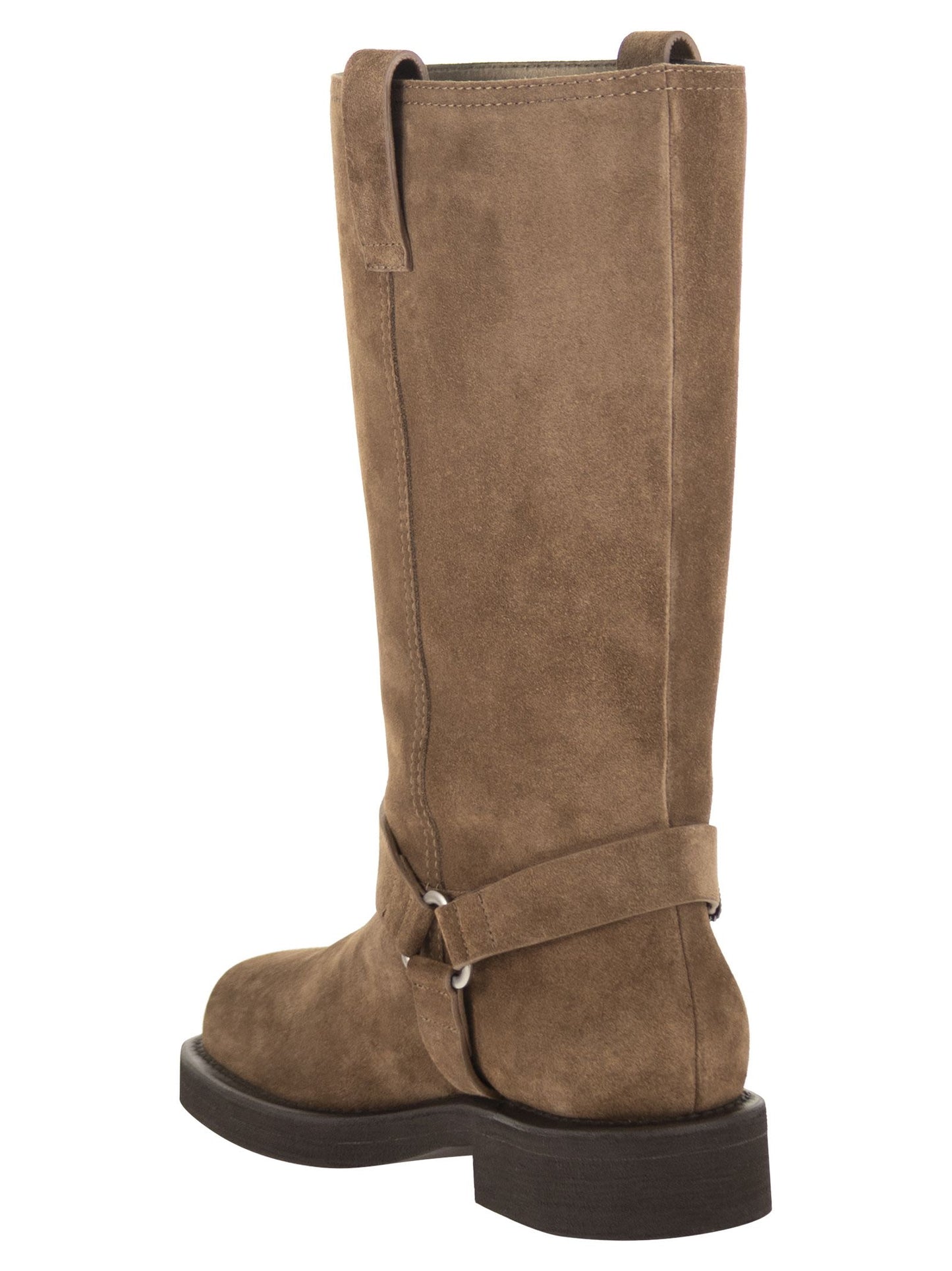 Brunello Cucinelli Women Suede Boots With Harness Strap And Ring Detail BRUNELLO CUCINELLI